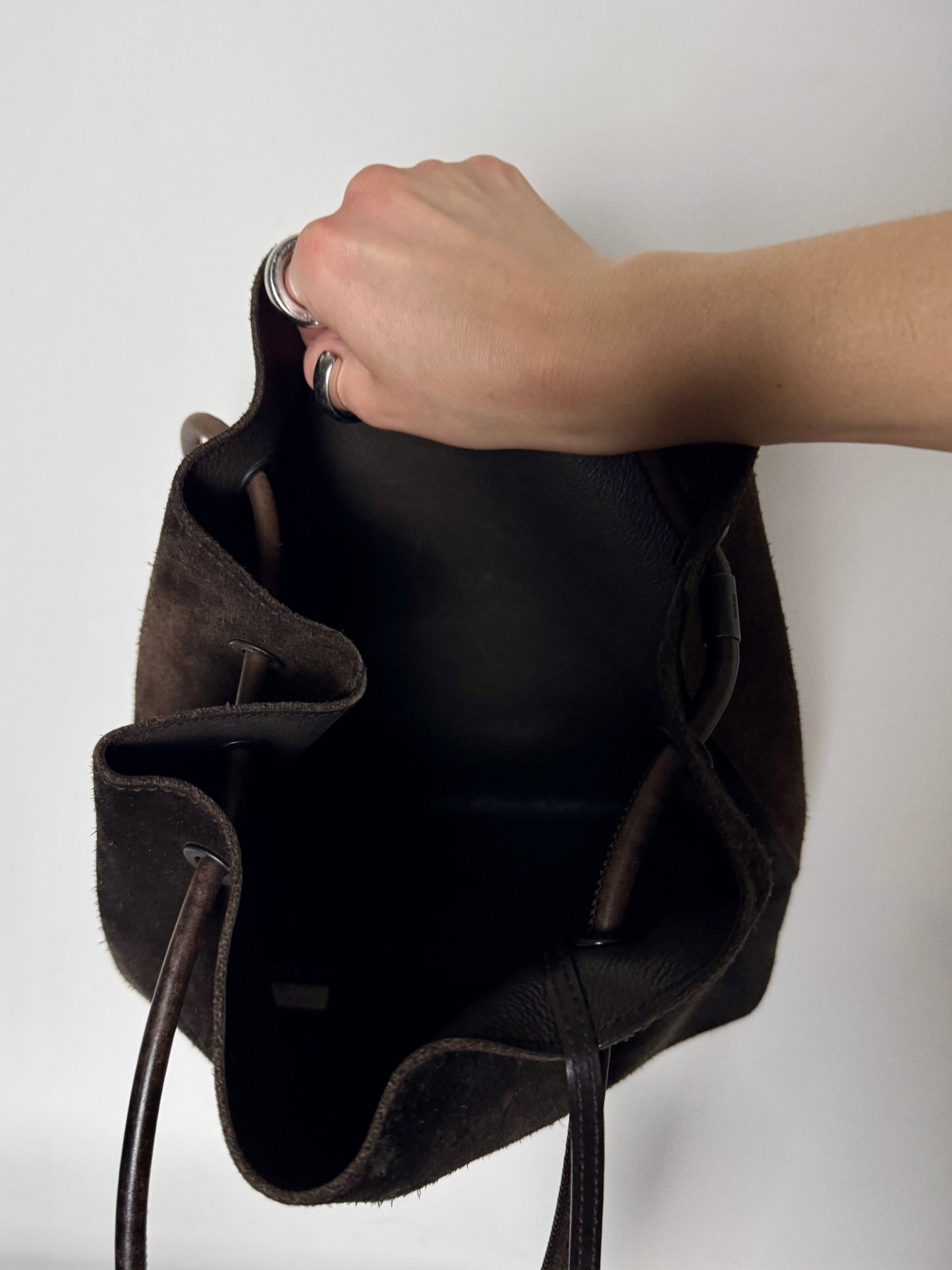 Gucci Dark Brown Suede Tote — Late 1990s