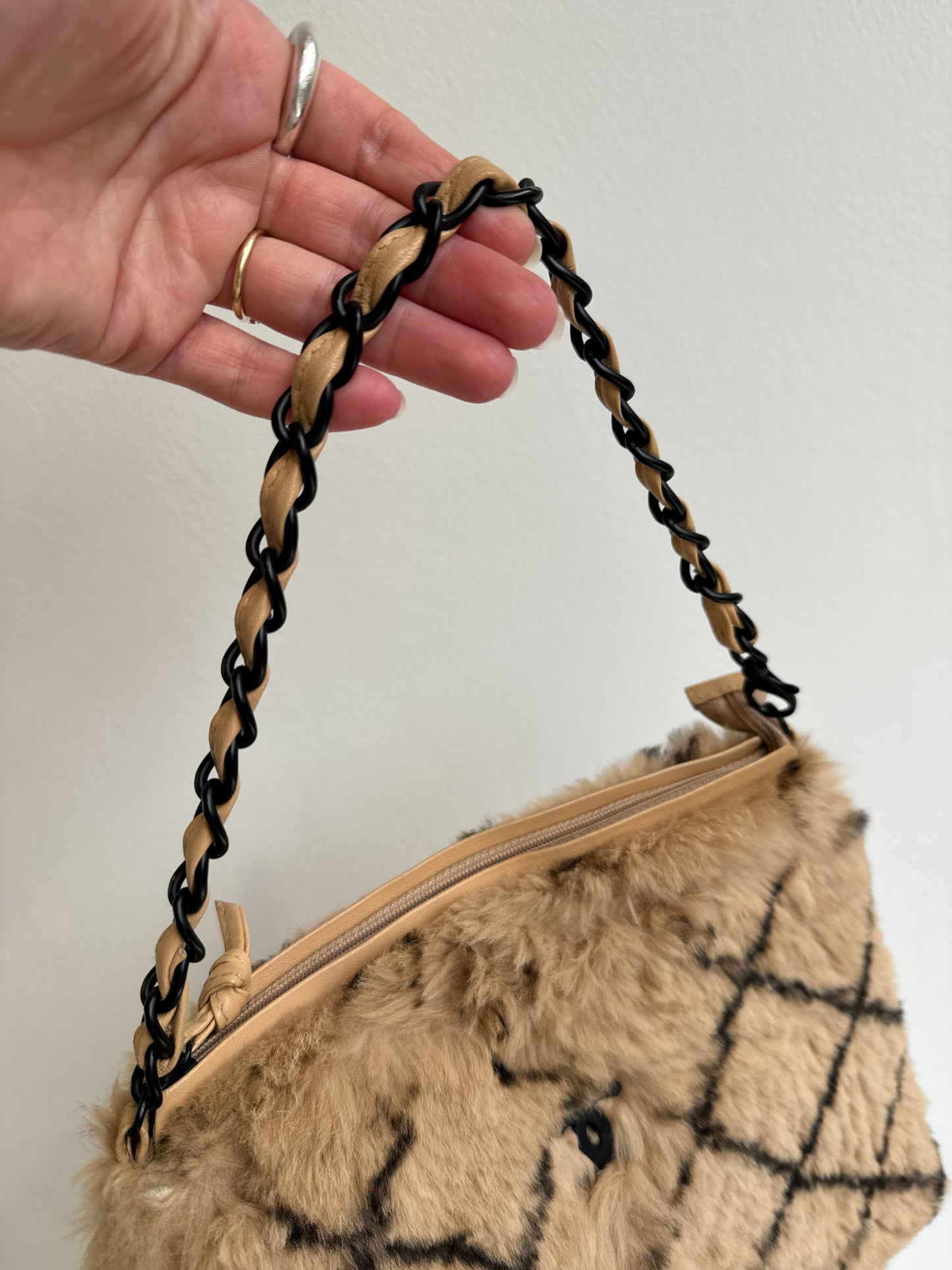 Chanel Matelasse Lapin (Rabbit) Fur Chain Shoulder Bag 2001-2002