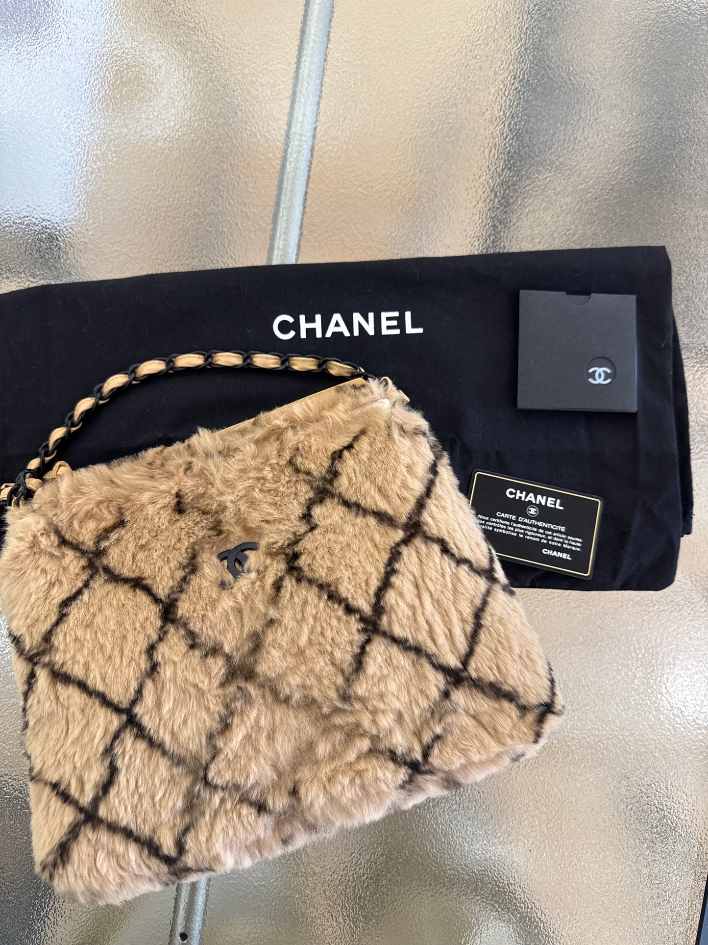 Chanel Matelasse Lapin (Rabbit) Fur Chain Shoulder Bag 2001-2002