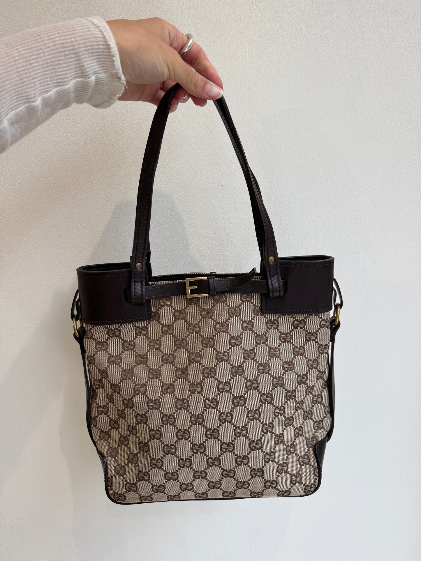 Gucci GG Canvas Belted Tote - early 2000