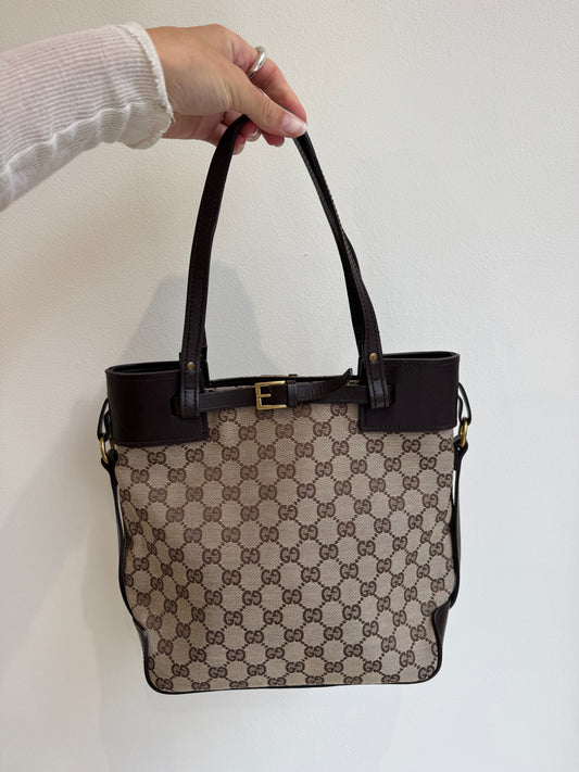 Gucci GG Canvas Belted Tote - early 2000