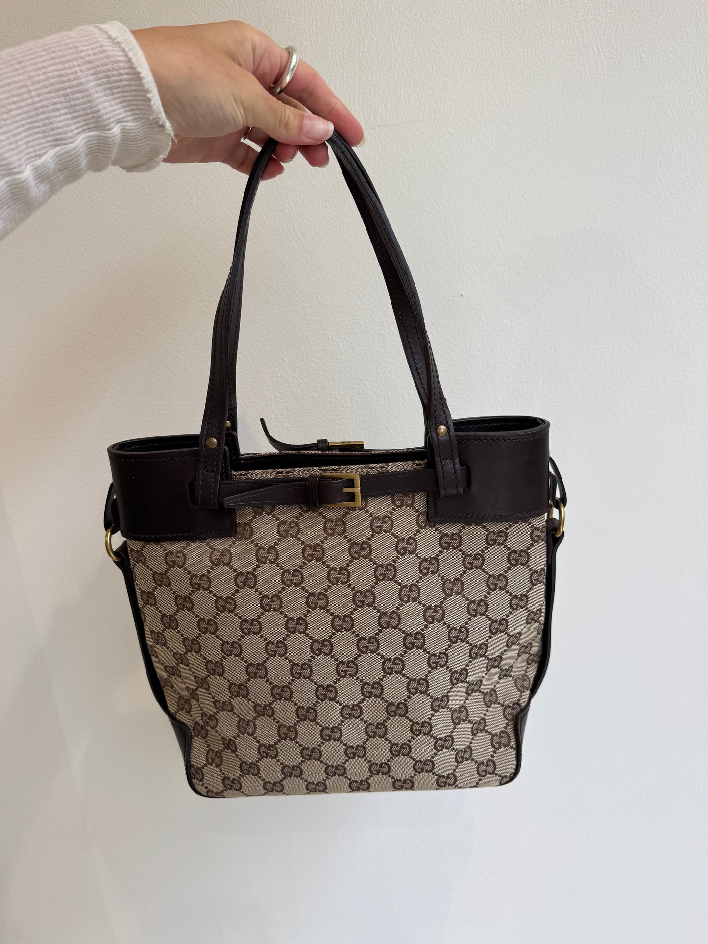 Gucci GG Canvas Belted Tote - early 2000