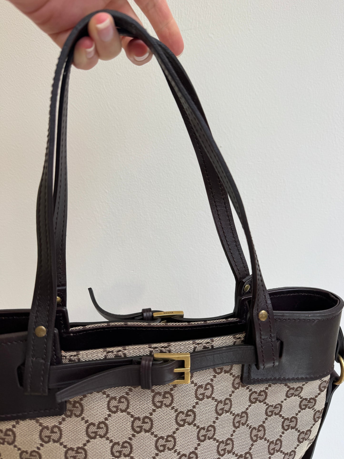 Gucci GG Canvas Belted Tote - early 2000