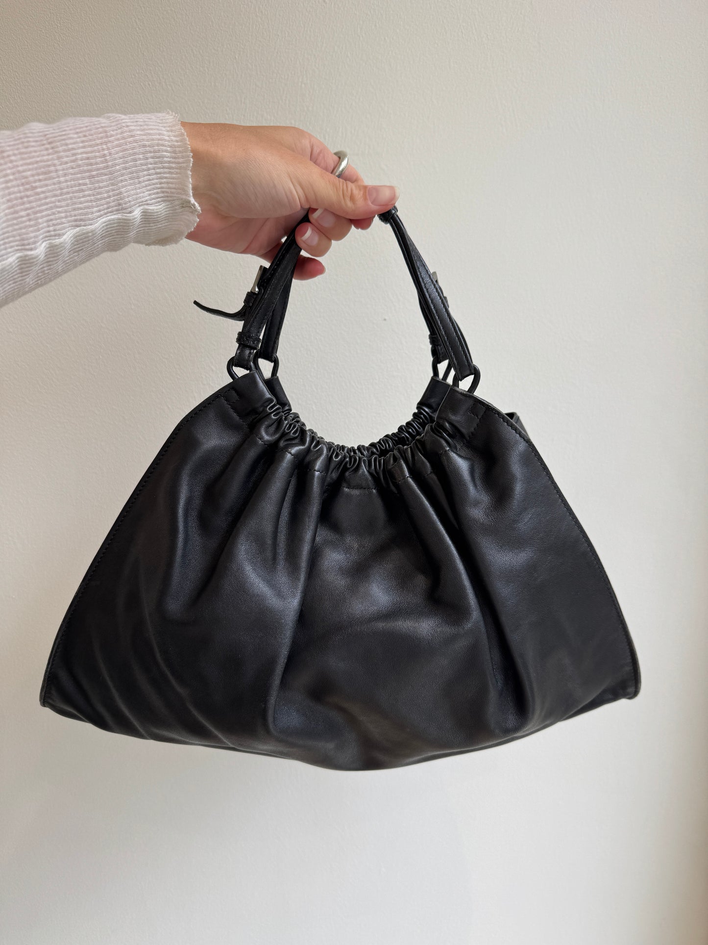 Gucci Ruched Leather Wave Hobo Bag