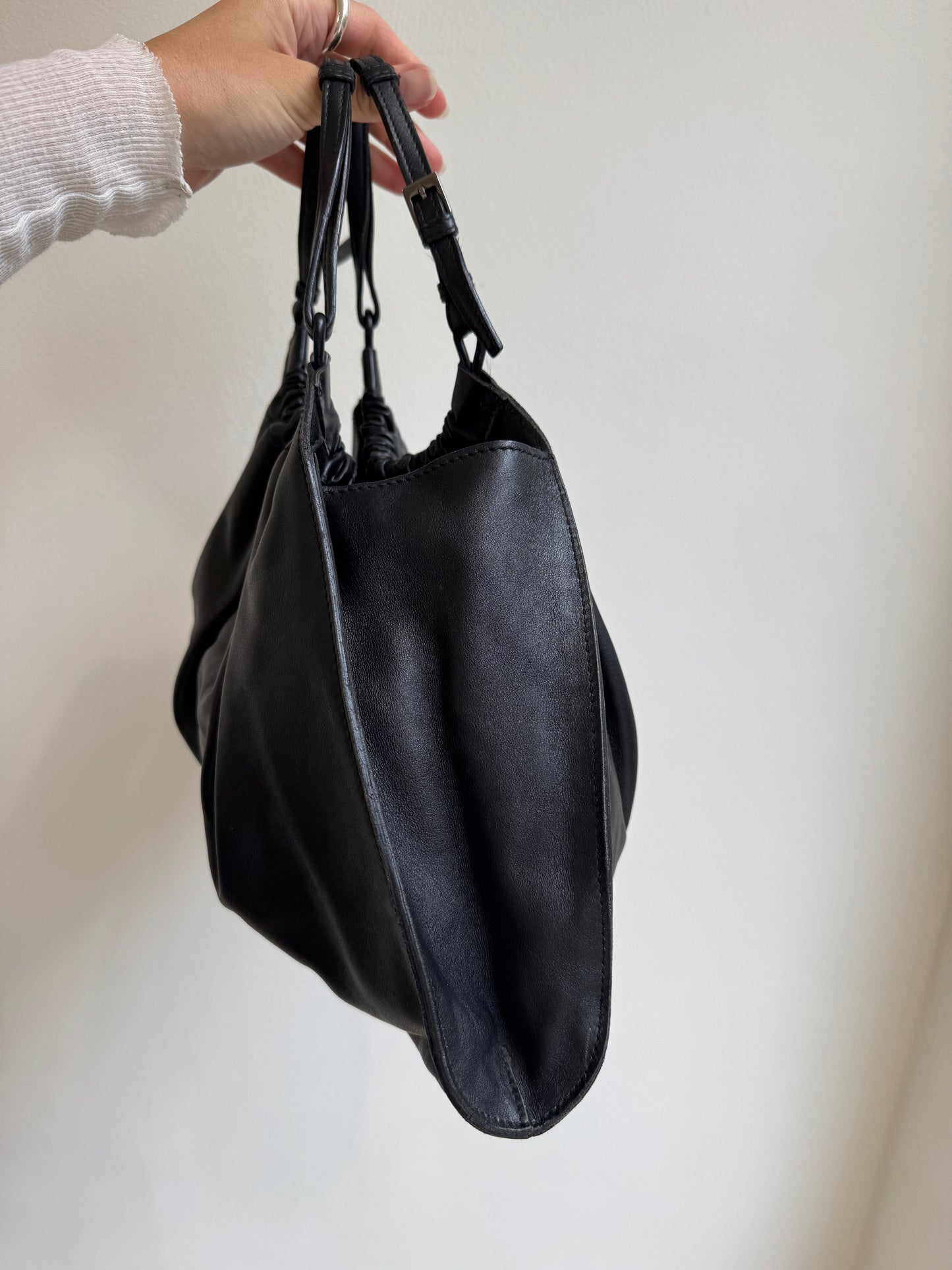 Gucci Ruched Leather Wave Hobo Bag