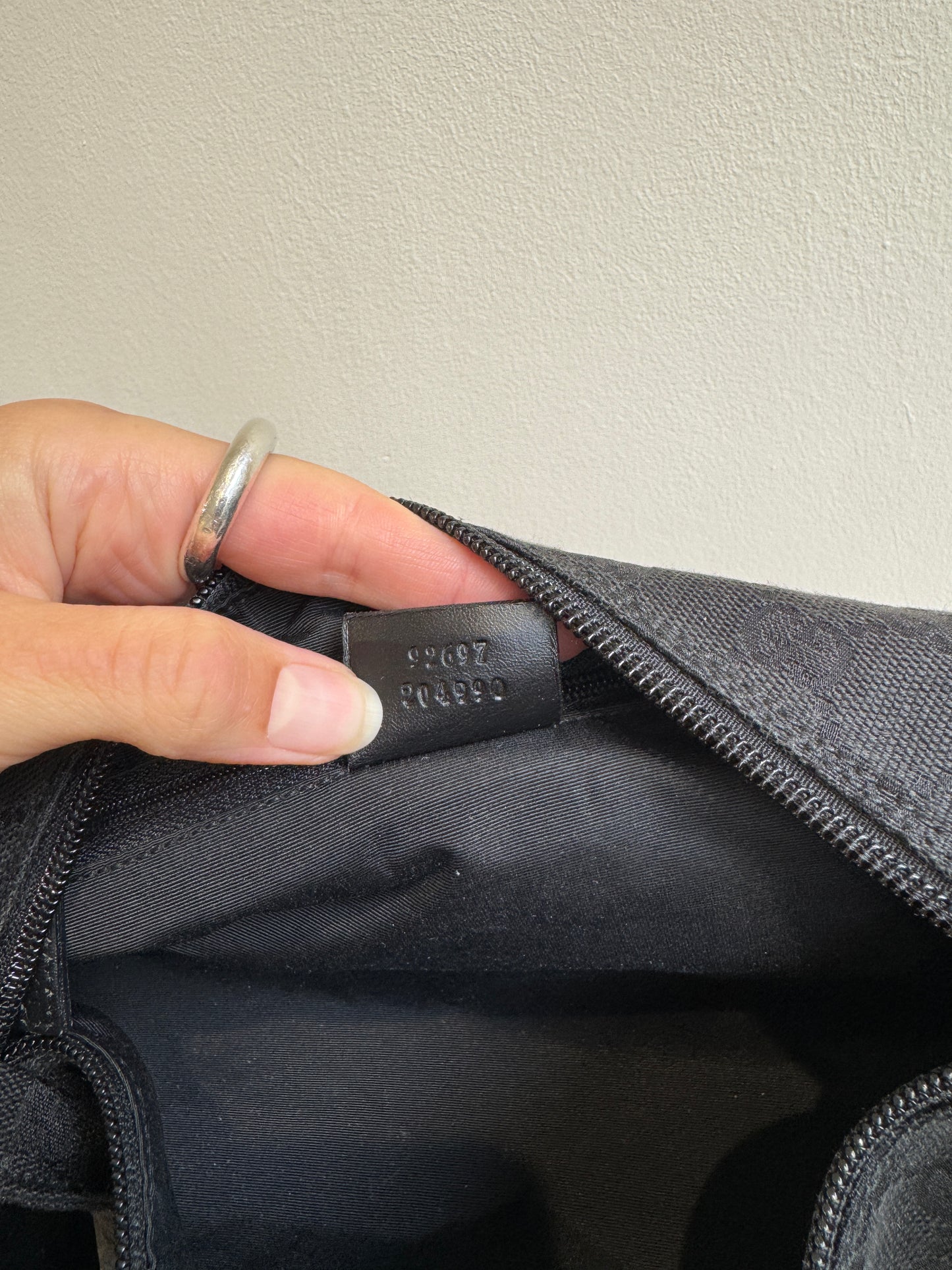 Gucci Black GG Canvas Baguette Bag - 1990s to early 2000s