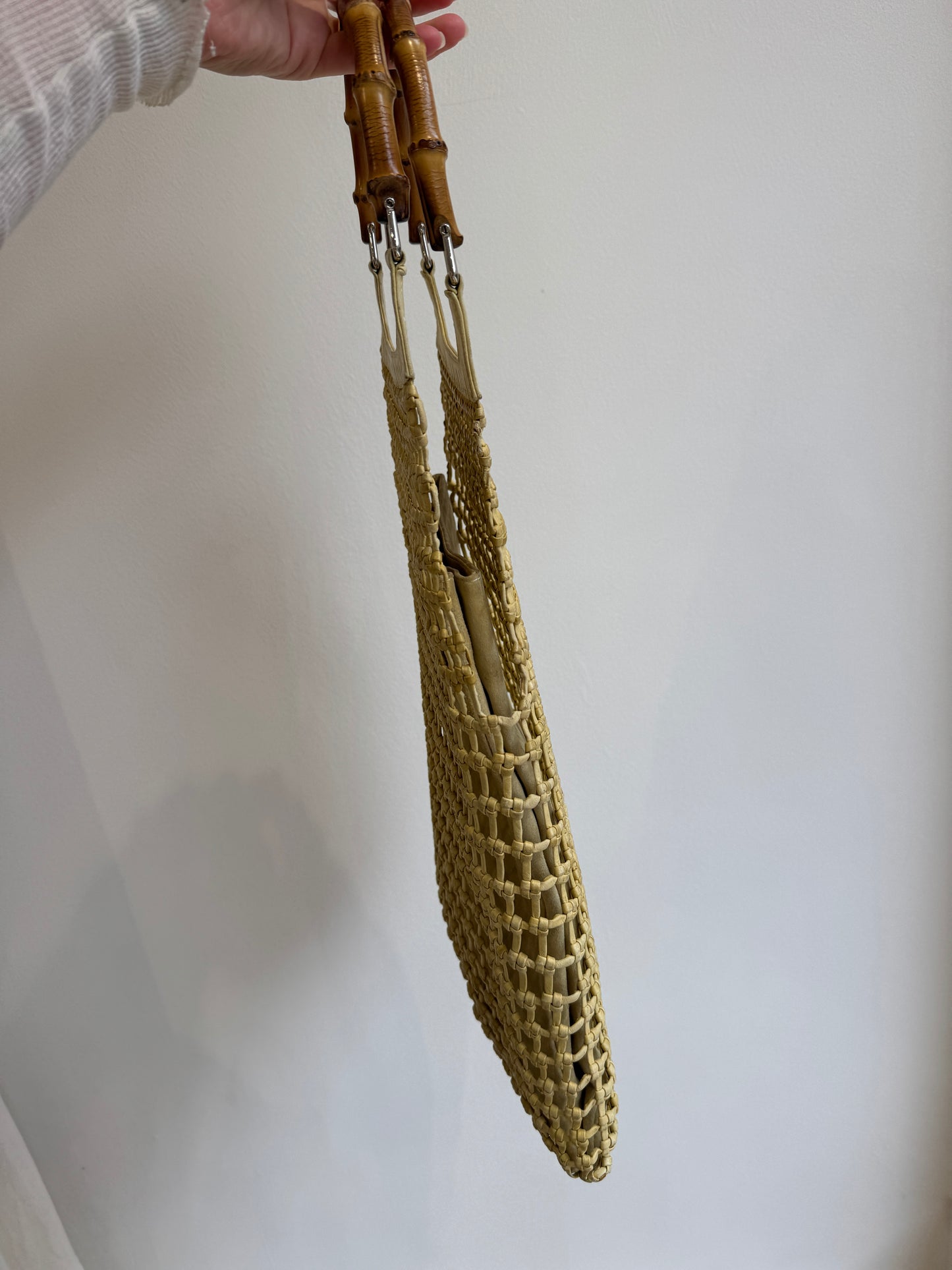 Tom Ford Gucci Woven Leather Bamboo Handle Bag