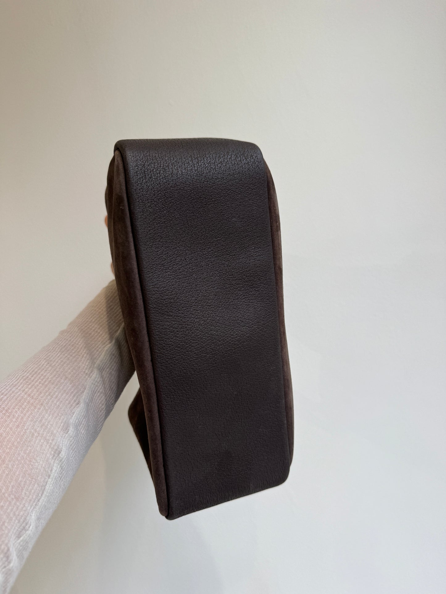 Gucci Brown Suede Bamboo Top Handle Bag - 90s