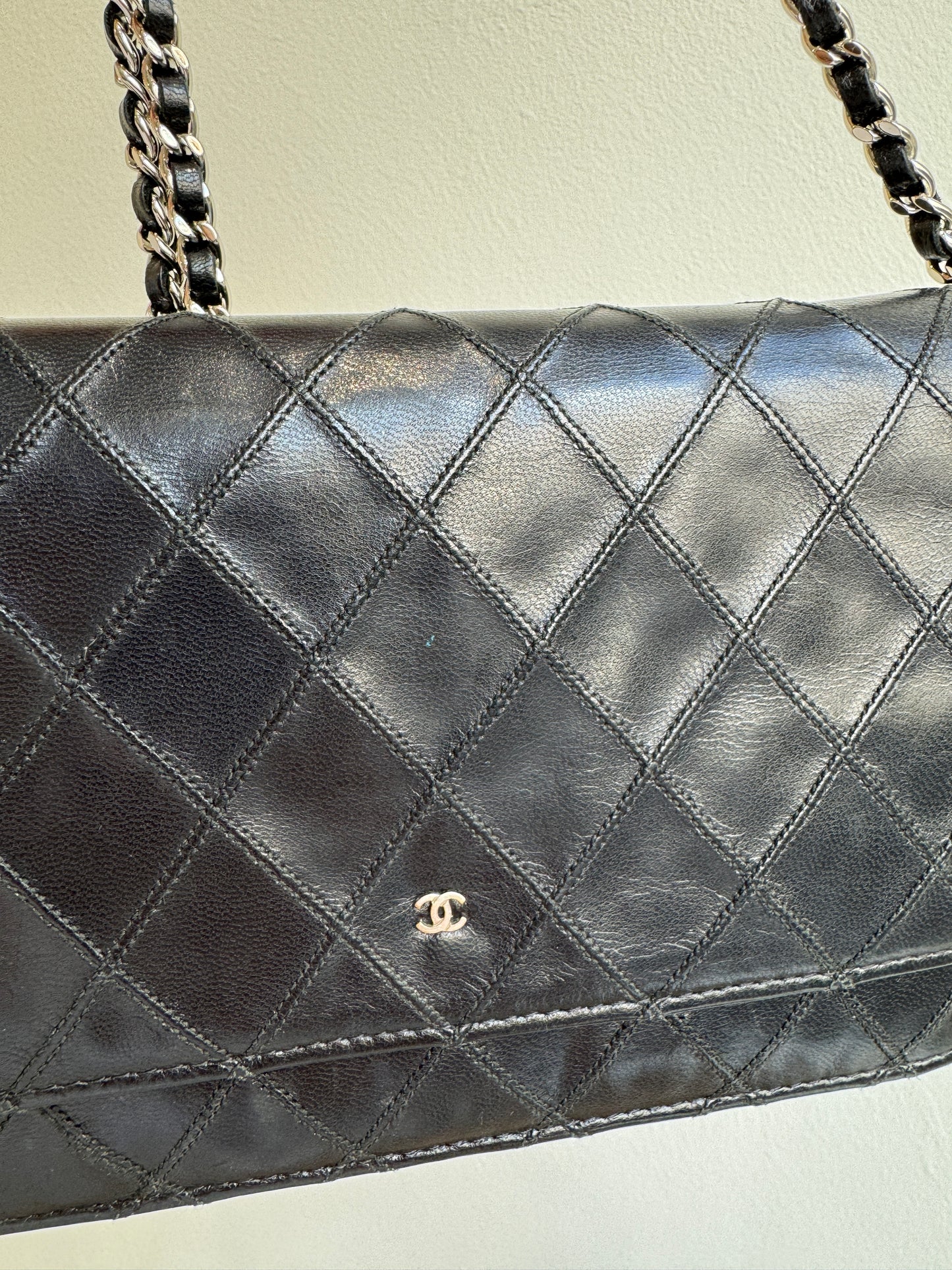 Chanel Classic Quilted Wallet on Chain (WOC) – Black Lambskin, Silver Hardware, 2010–2011