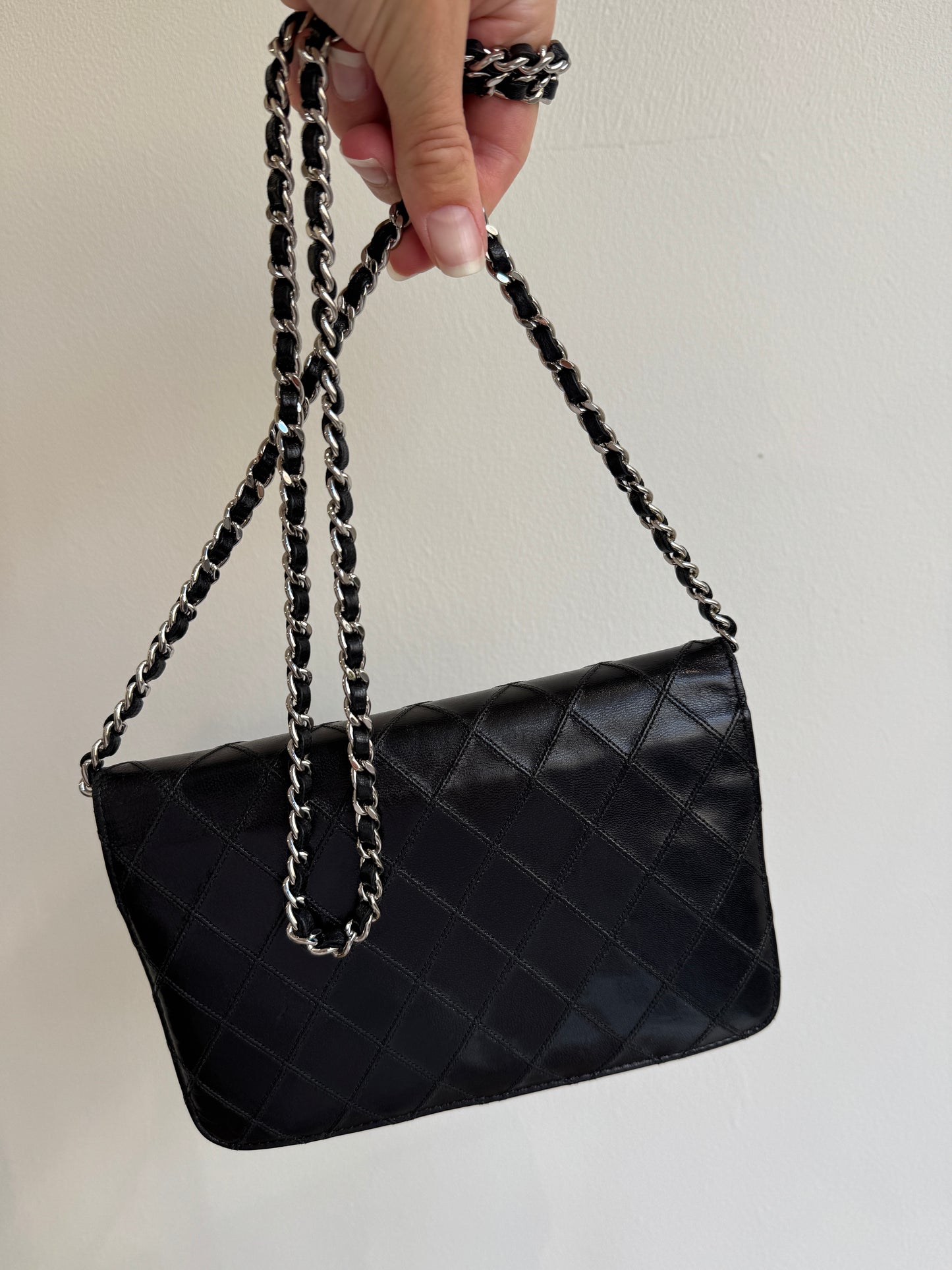 Chanel Classic Quilted Wallet on Chain (WOC) – Black Lambskin, Silver Hardware, 2010–2011