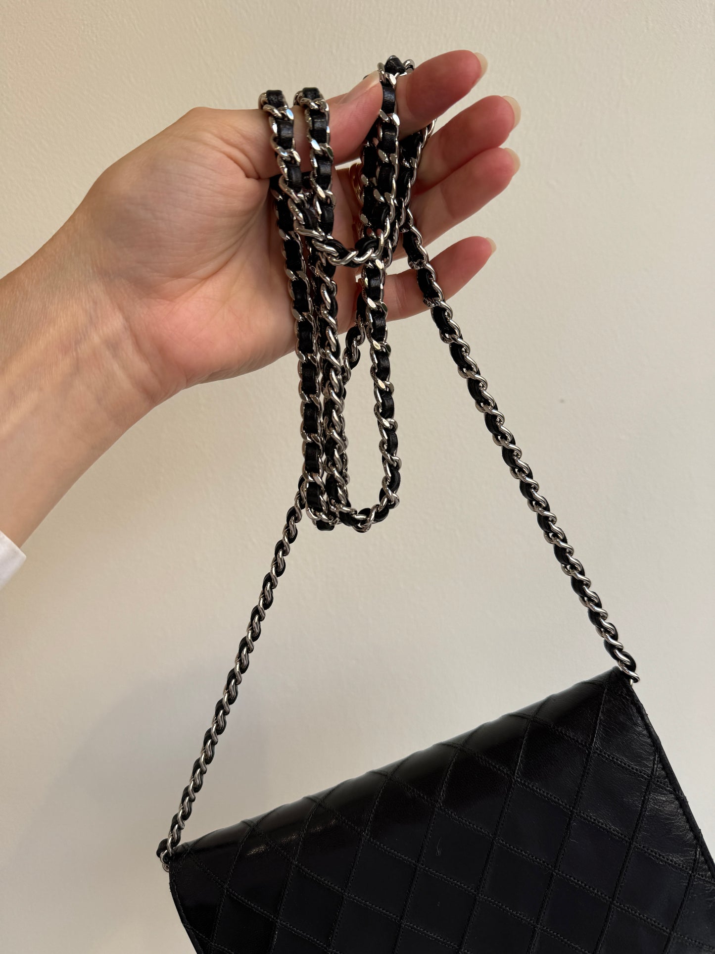 Chanel Classic Quilted Wallet on Chain (WOC) – Black Lambskin, Silver Hardware, 2010–2011