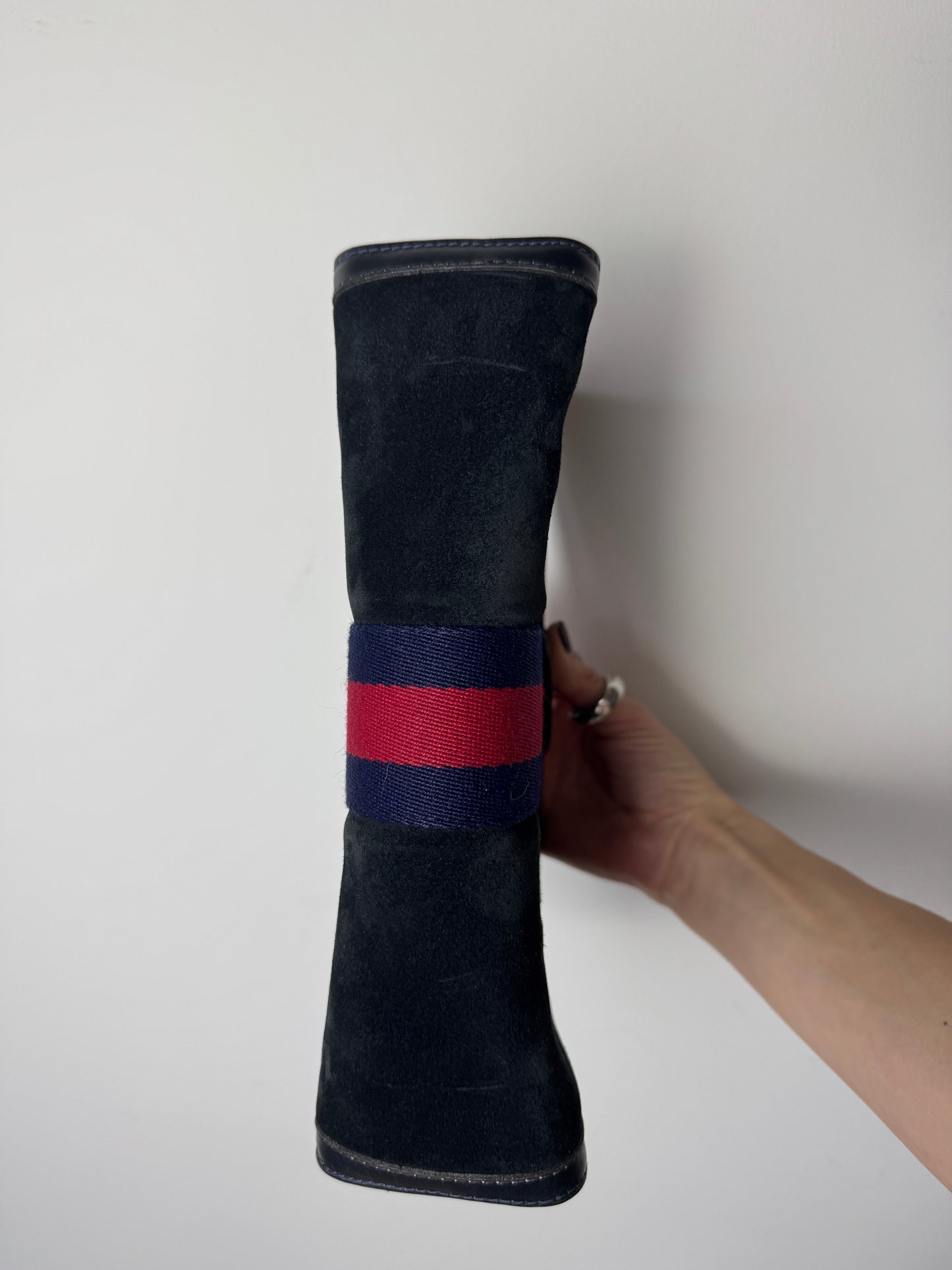 Gucci Suede Web Clutch — Late 1970s to Early 1980s