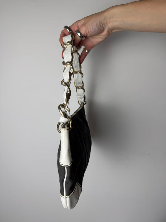 Chanel CC Canvas & Leather Chain Shoulder Bag — 1990s