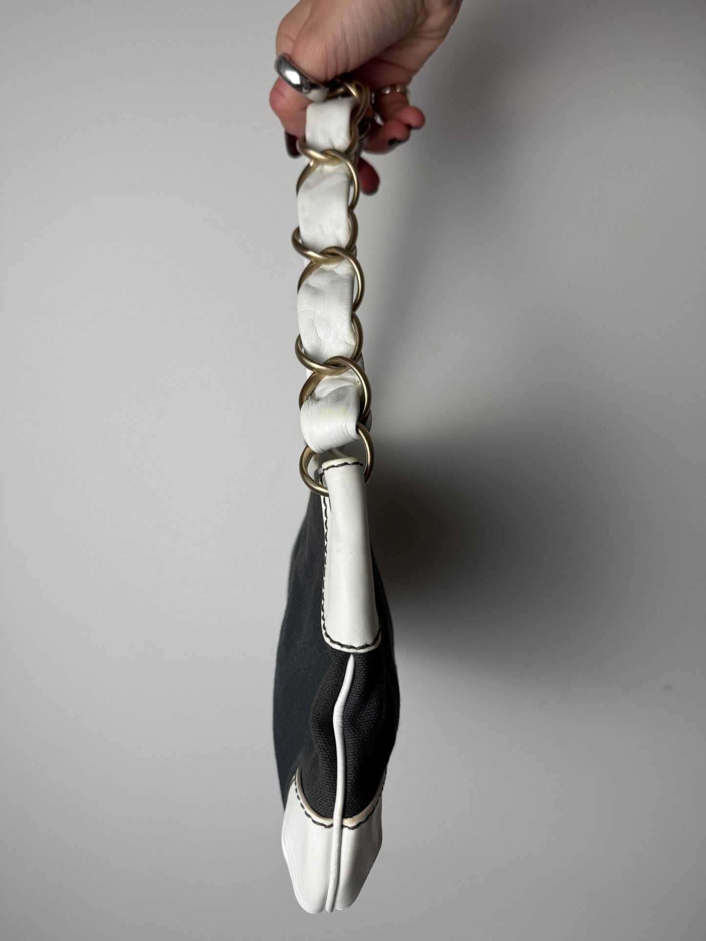 Chanel CC Canvas & Leather Chain Shoulder Bag — 1990s