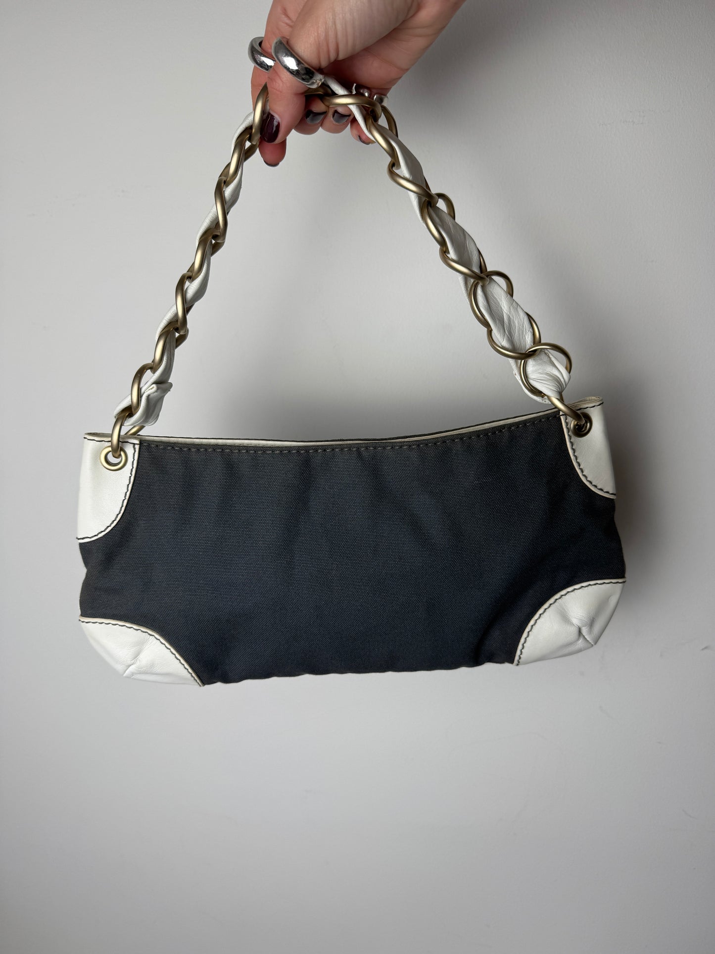 Chanel CC Canvas & Leather Chain Shoulder Bag — 1990s