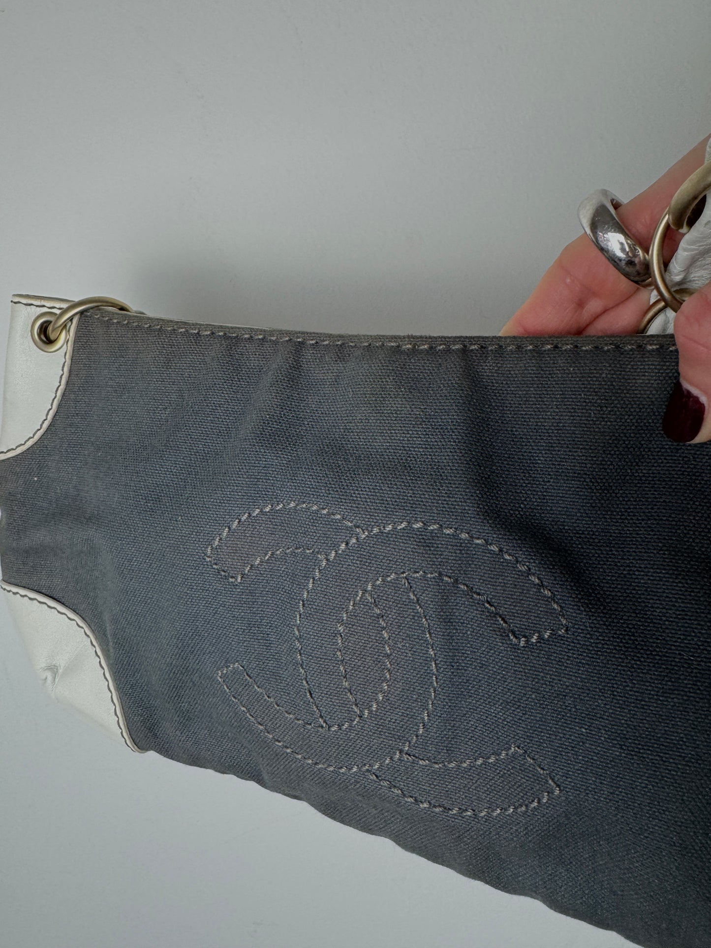 Chanel CC Canvas & Leather Chain Shoulder Bag — 1990s