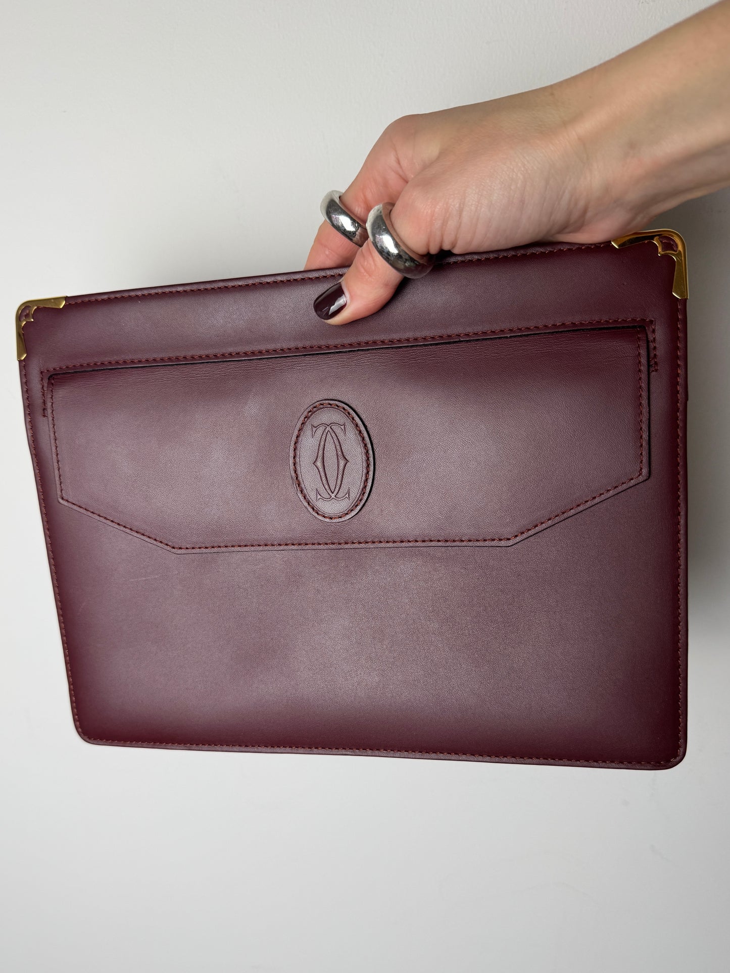 Cartier Must de Cartier Burgundy Leather Clutch — 1980s