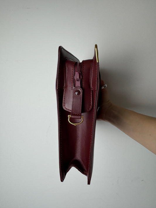 Cartier Must de Cartier Burgundy Leather Clutch — 1980s
