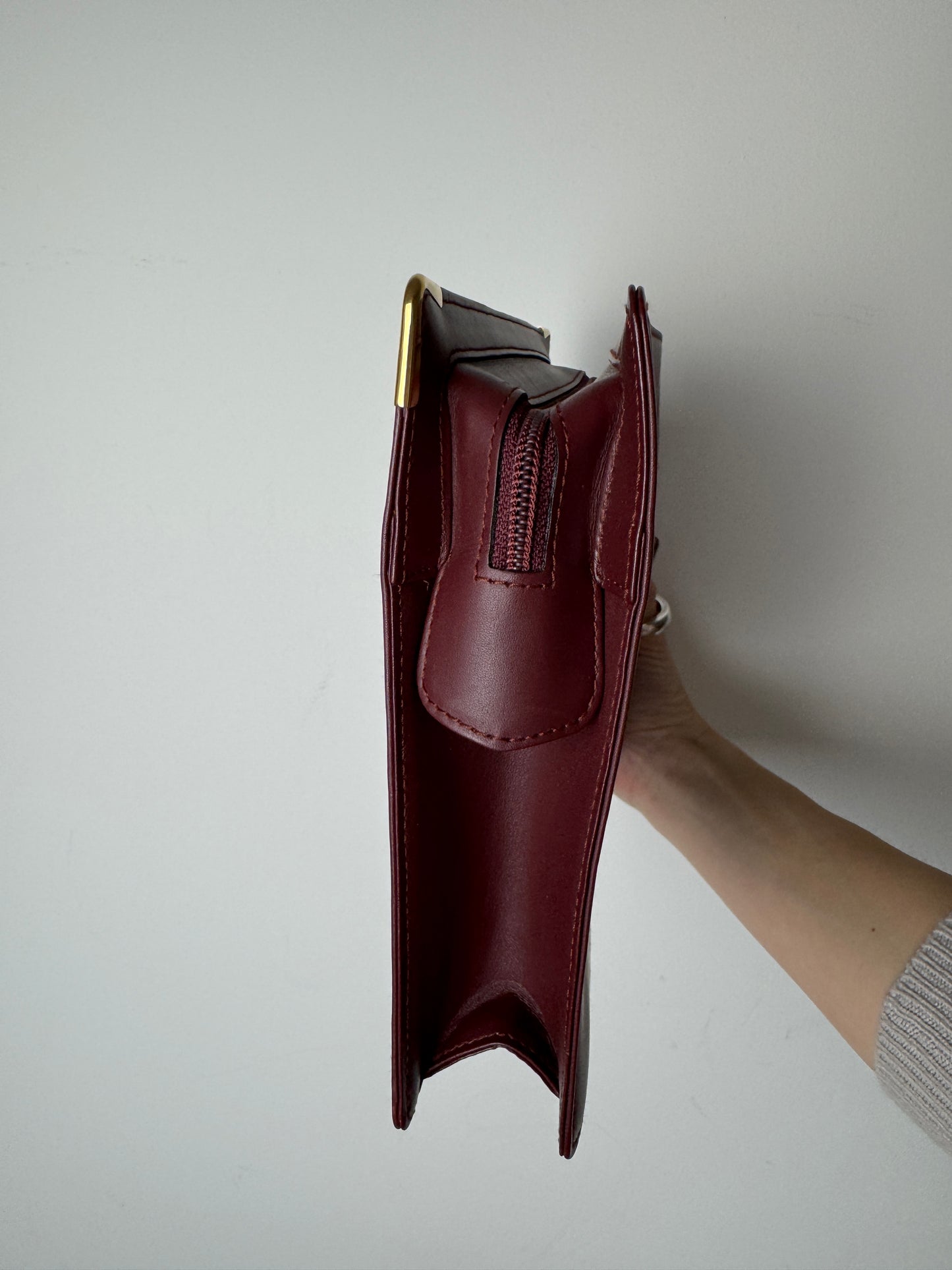 Cartier Must de Cartier Burgundy Leather Clutch — 1980s