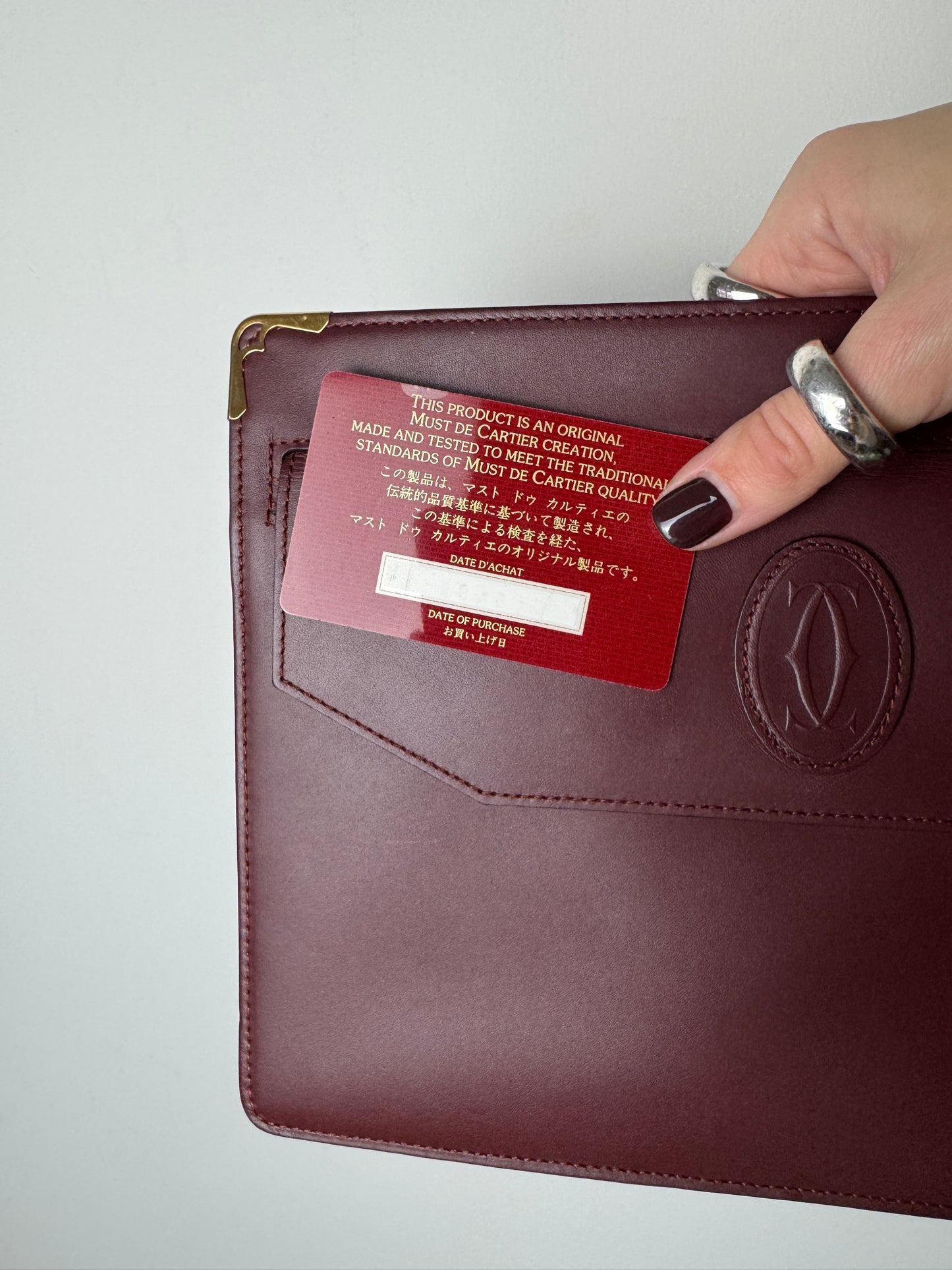 Cartier Must de Cartier Burgundy Leather Clutch — 1980s