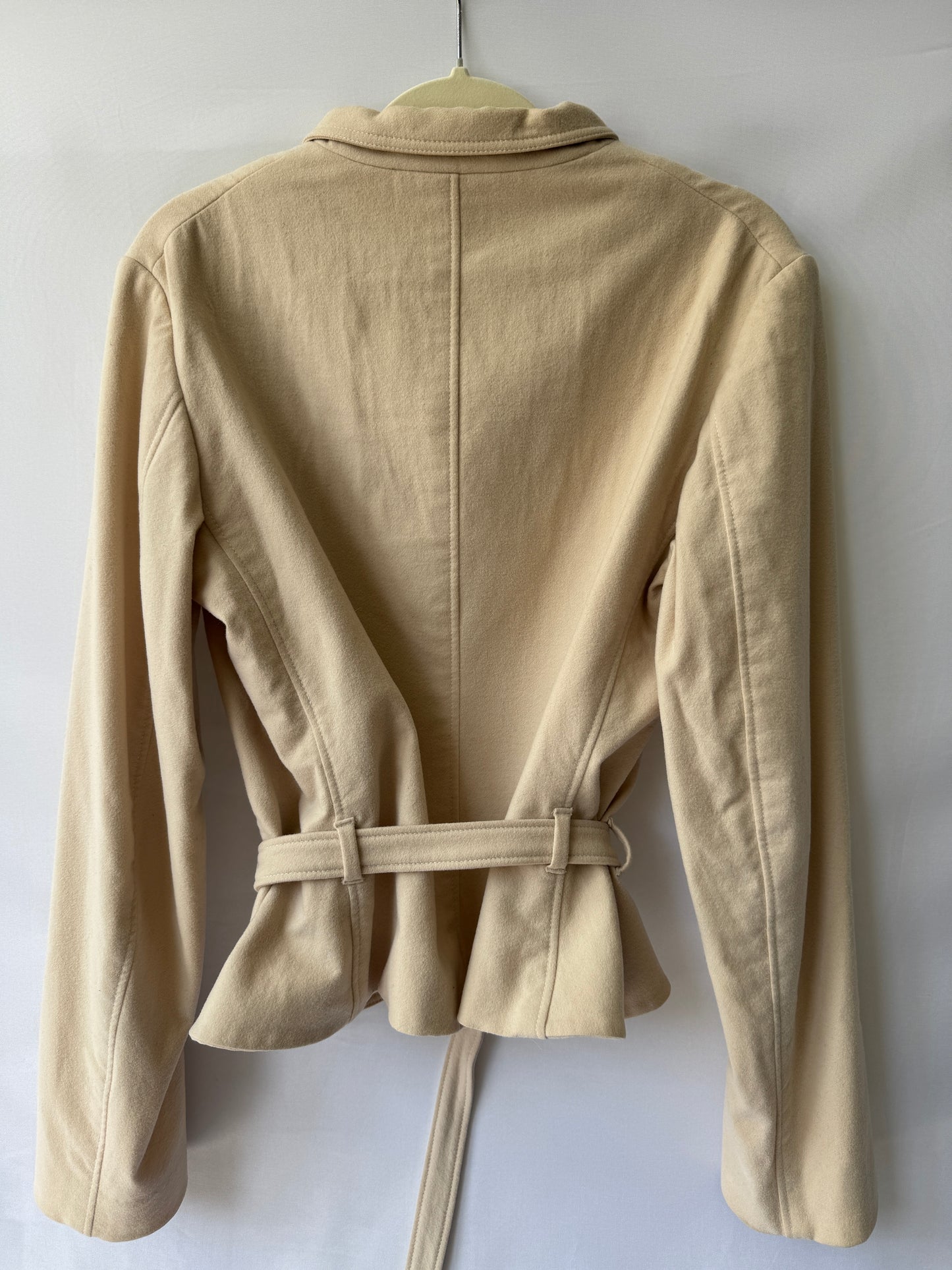 Jil Sander Tailored Belted Jacket — Cream Wool Blend