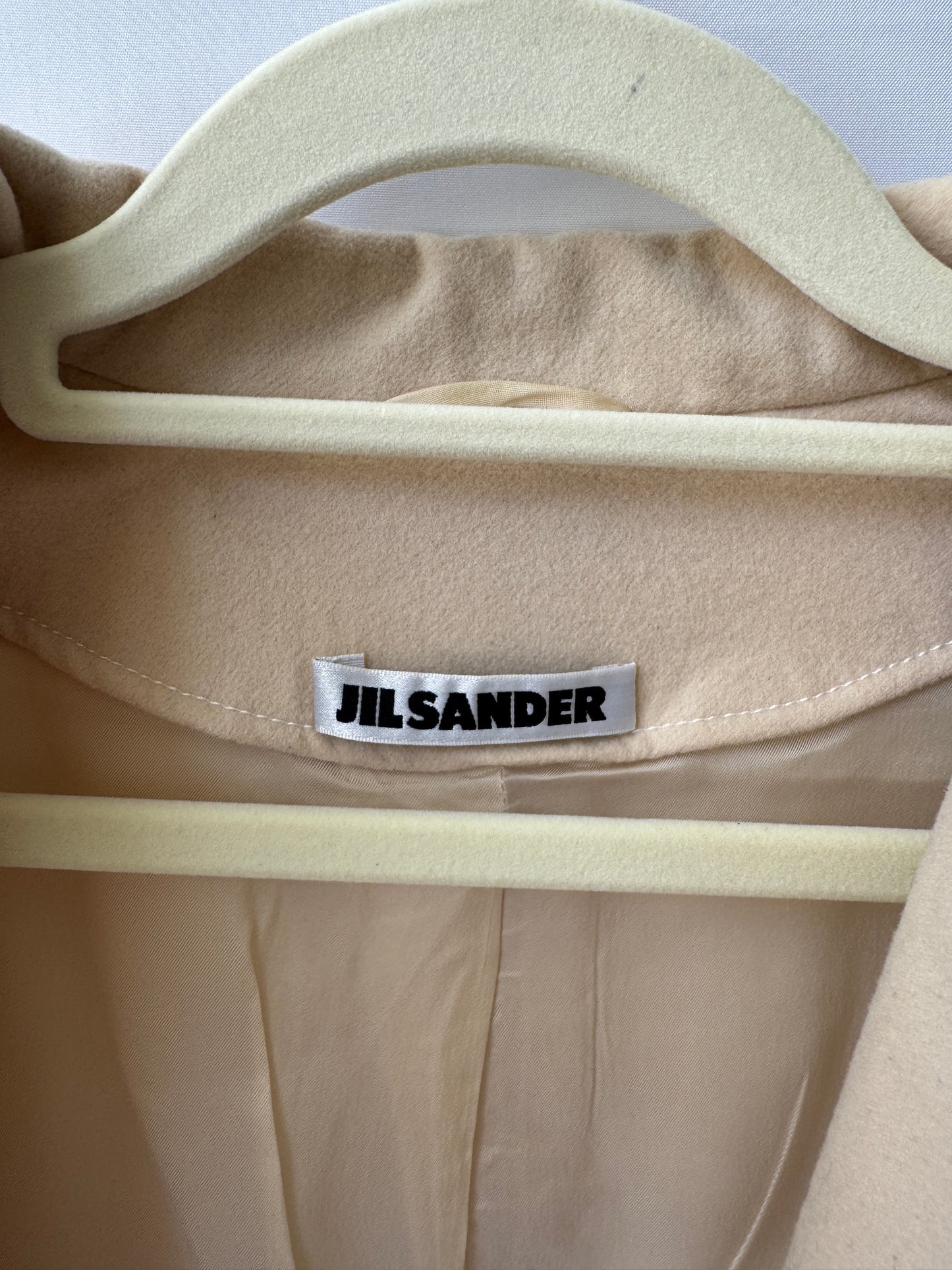 Jil Sander Tailored Belted Jacket — Cream Wool Blend