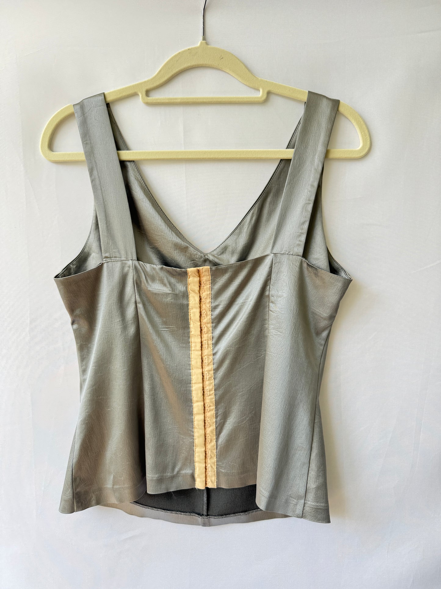 D&G Y2K Corset‑Style Camisole — Silver with Hook Detail
