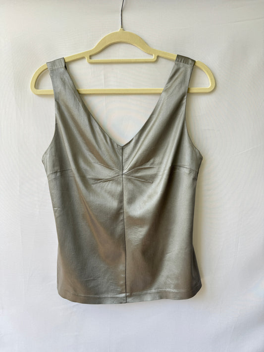D&G Y2K Corset‑Style Camisole — Silver with Hook Detail