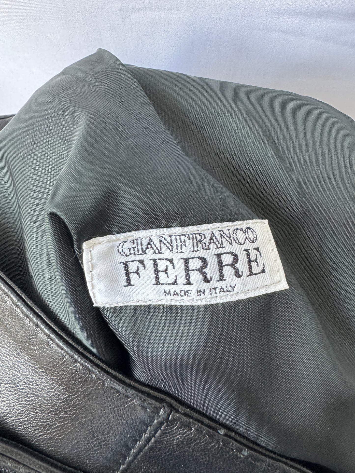 Gianfranco Ferré Leather Mini Skirt with Buttoned Strap Detail