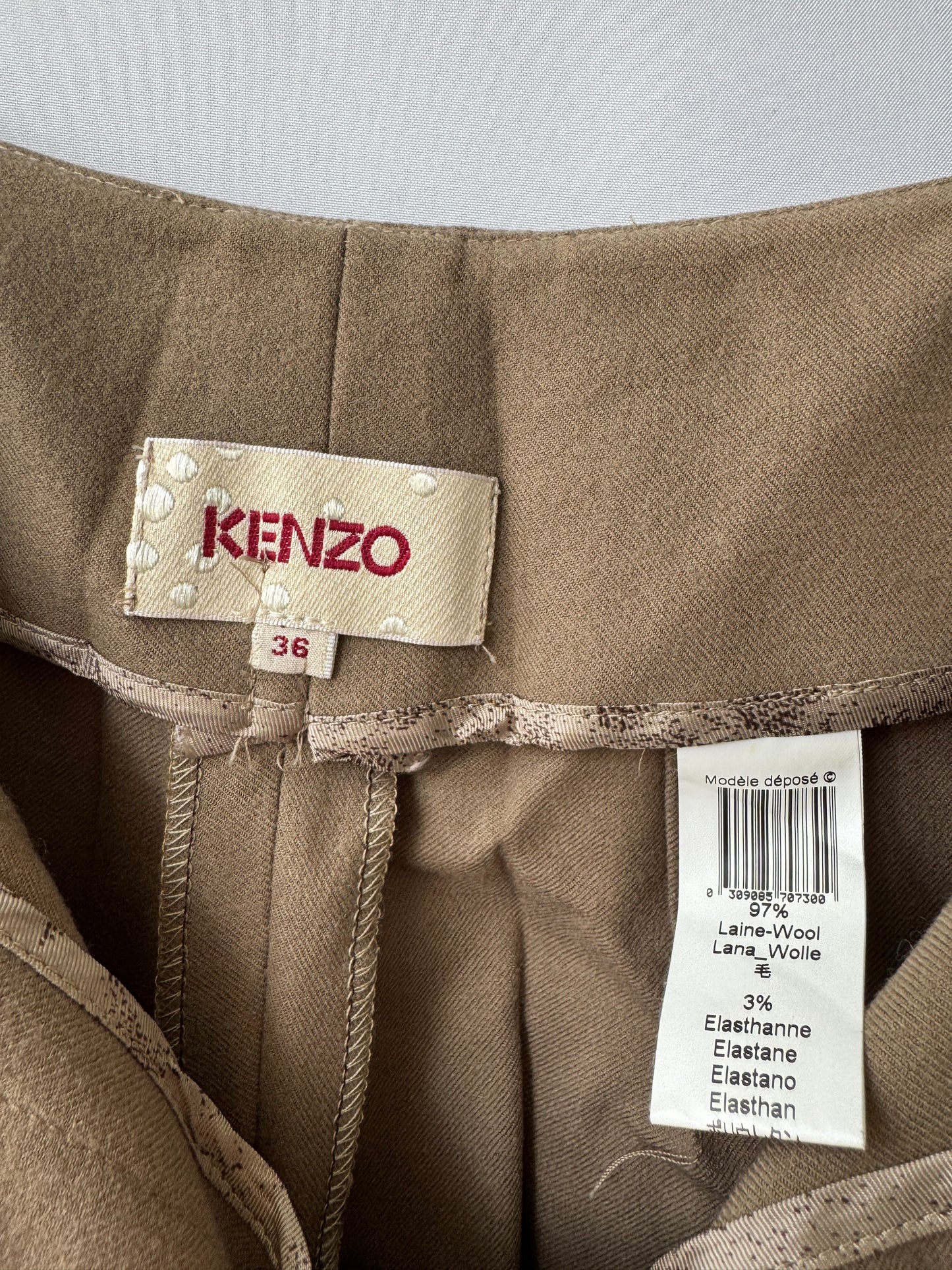 Kenzo Camel Wool Wide-Leg Trousers