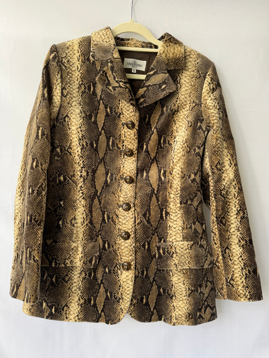 Valentino Miss V Velvet Snakeskin Blazer