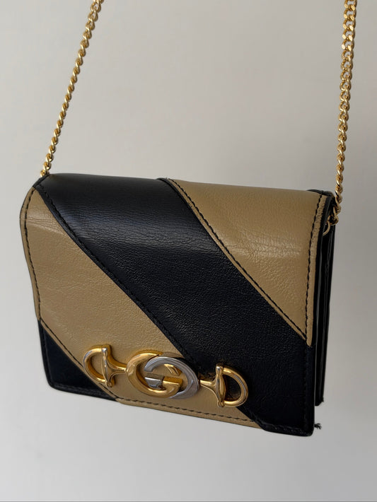 Gucci by Alessandro Michele Zumi Diagonal Stripe Chain Wallet — 2019