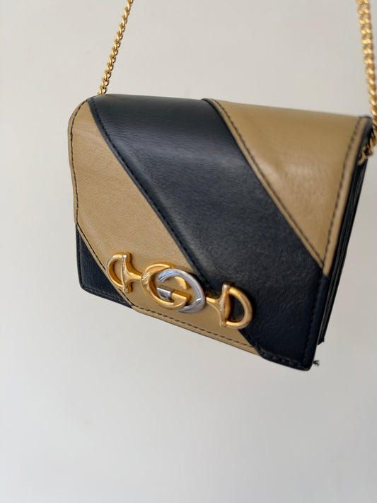 Gucci by Alessandro Michele Zumi Diagonal Stripe Chain Wallet — 2019