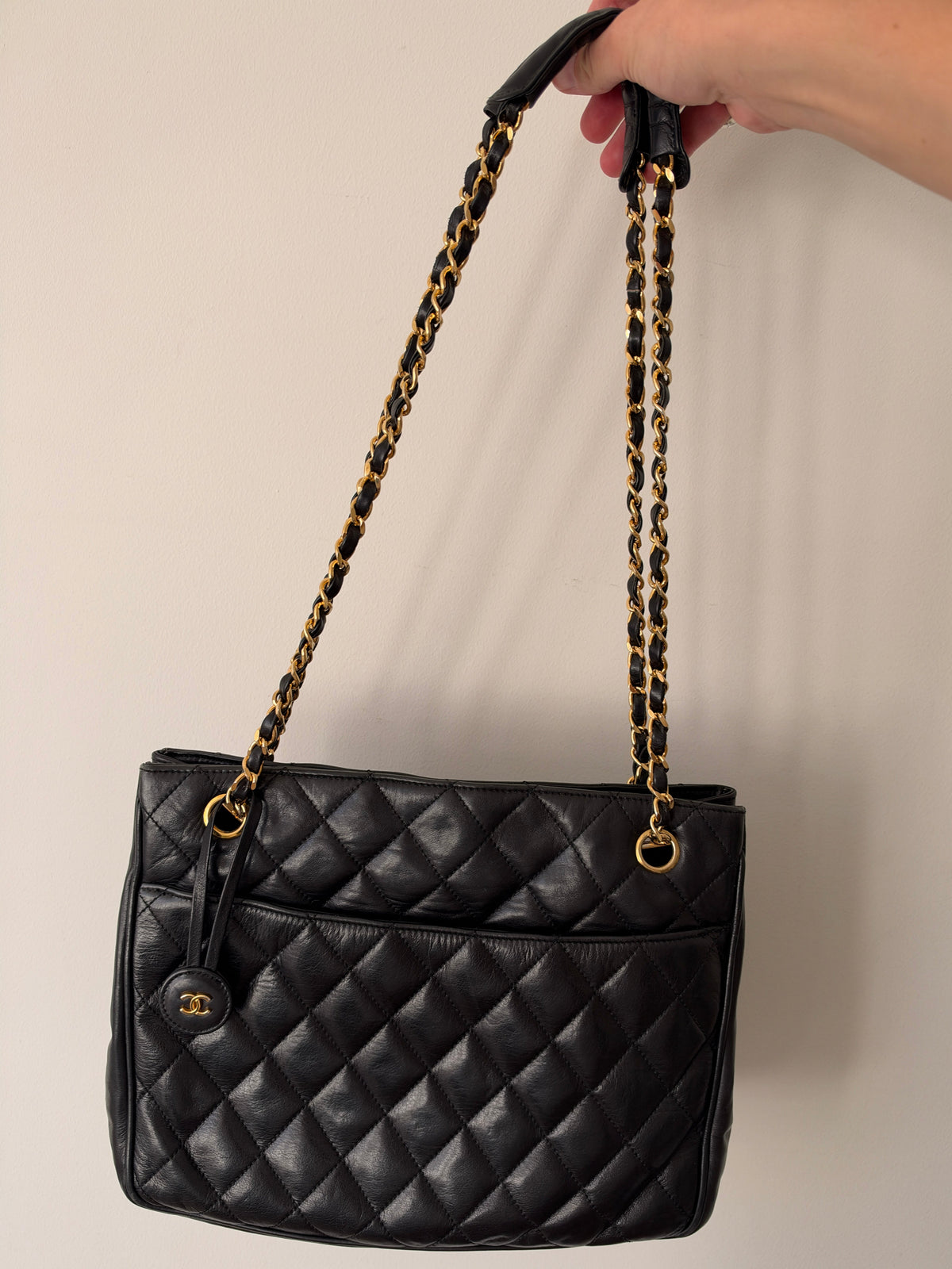 Vintage Chanel Quilted CC Charm Chain Tote — 1986–1988, Karl Lagerfeld Era