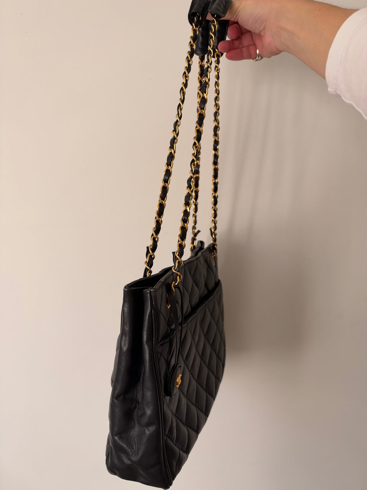 Vintage Chanel Quilted CC Charm Chain Tote — 1986–1988, Karl Lagerfeld Era