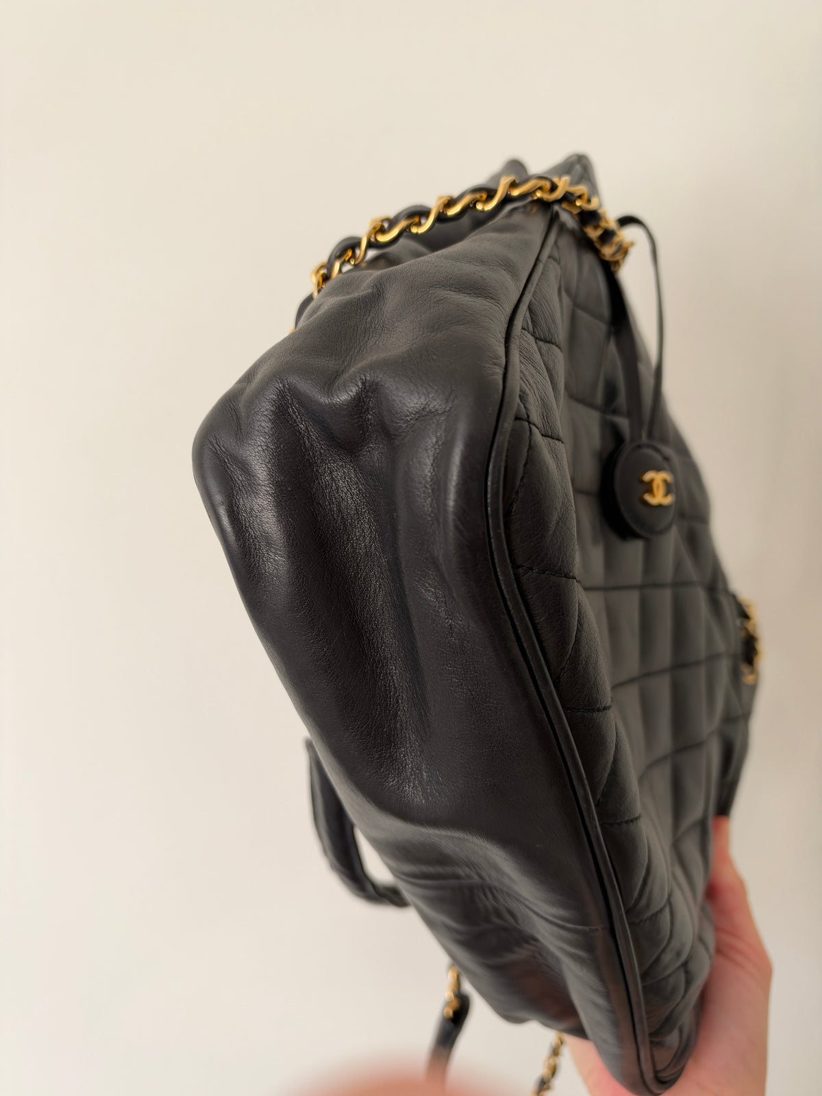 Vintage Chanel Quilted CC Charm Chain Tote — 1986–1988, Karl Lagerfeld Era