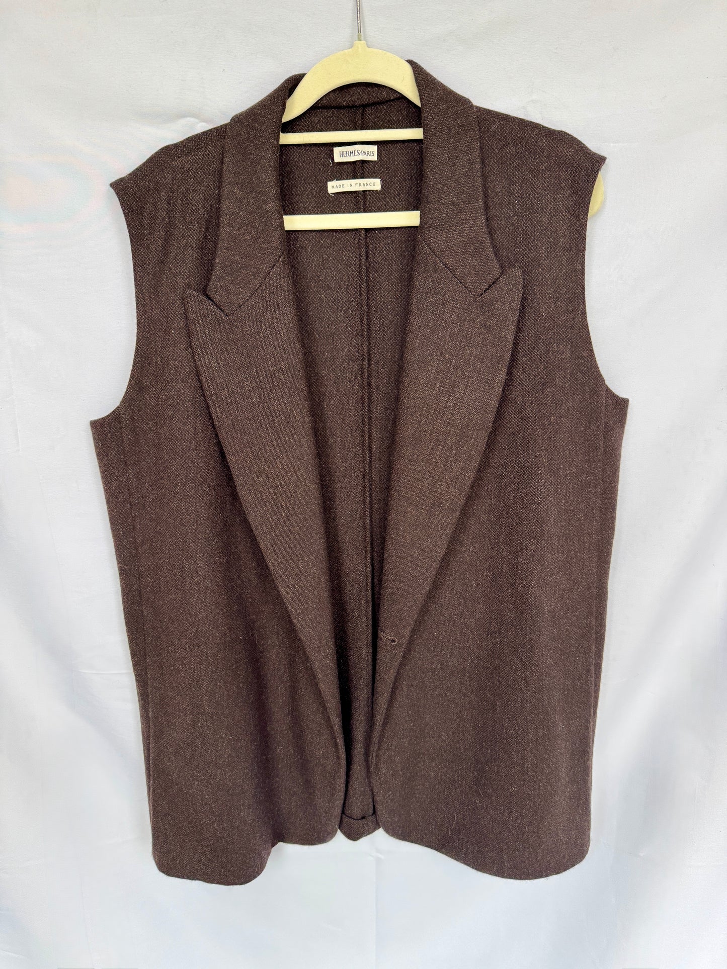 Hermès Wool–Cashmere Longline Vest (FR 42) — Made in France