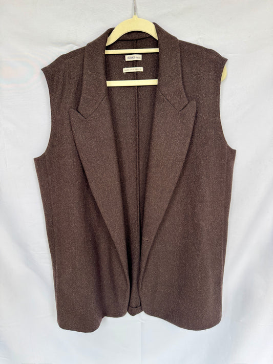 Hermès Wool–Cashmere Longline Vest (FR 42) — Made in France
