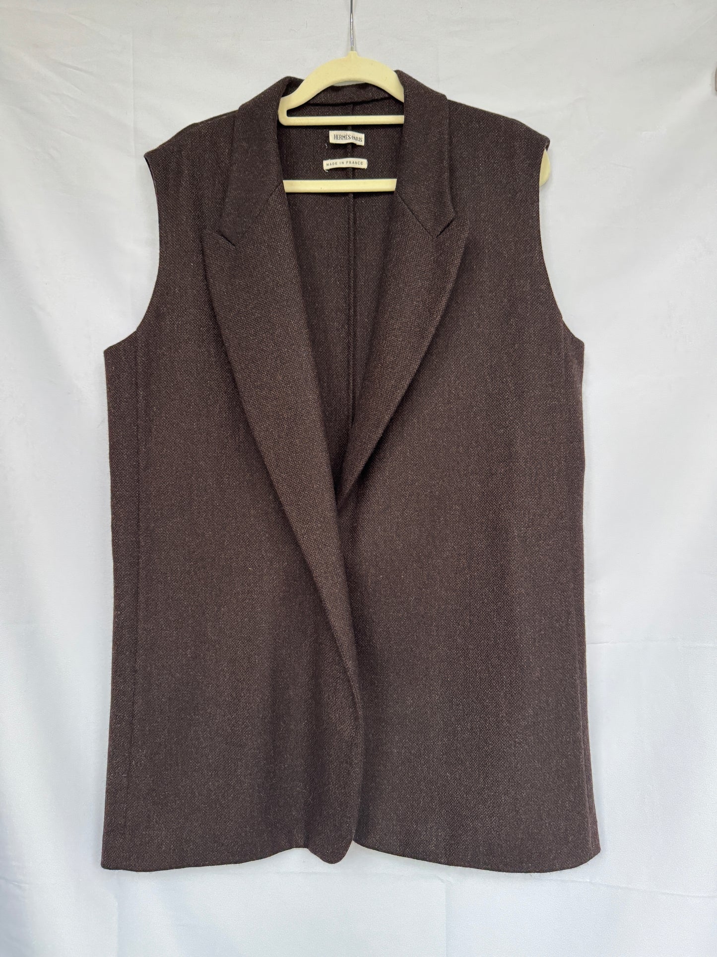 Hermès Wool–Cashmere Longline Vest (FR 42) — Made in France