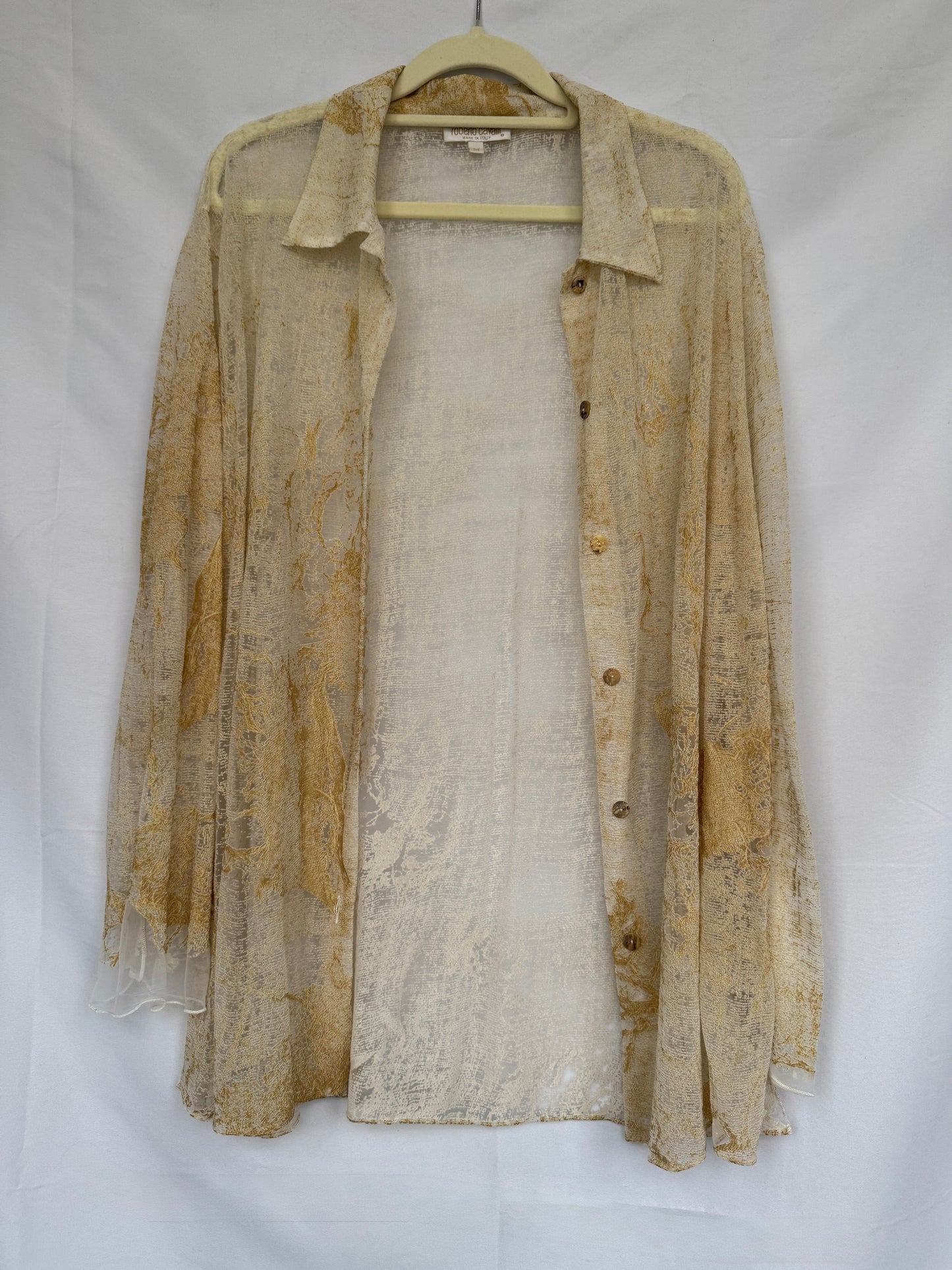 Roberto Cavalli Sheer Layered Set (Shirt + Tank) — Made in Italy, medium