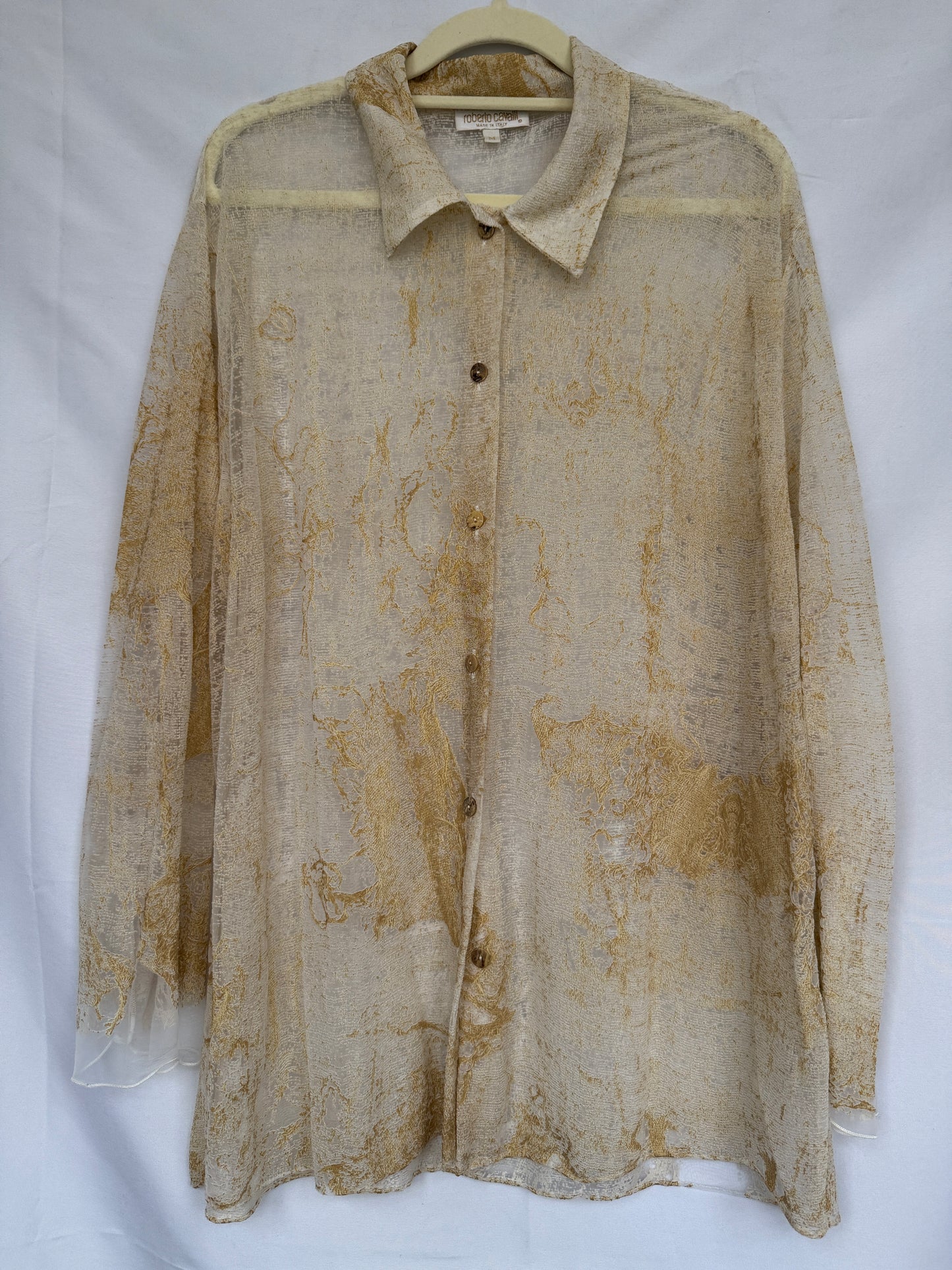 Roberto Cavalli Sheer Layered Set (Shirt + Tank) — Made in Italy, medium