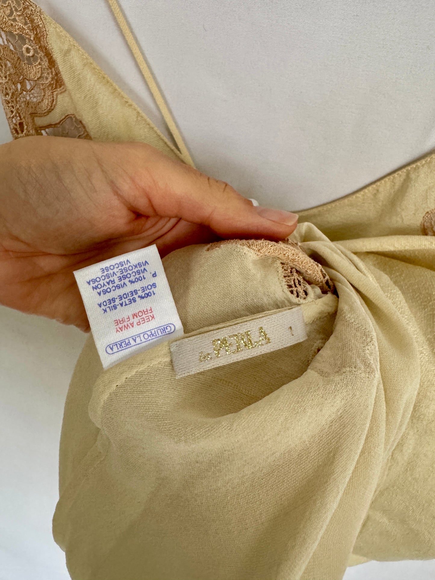 La Perla Raw-Silk Slip Dress with Viscose Lace — Made in Italy, Size 1