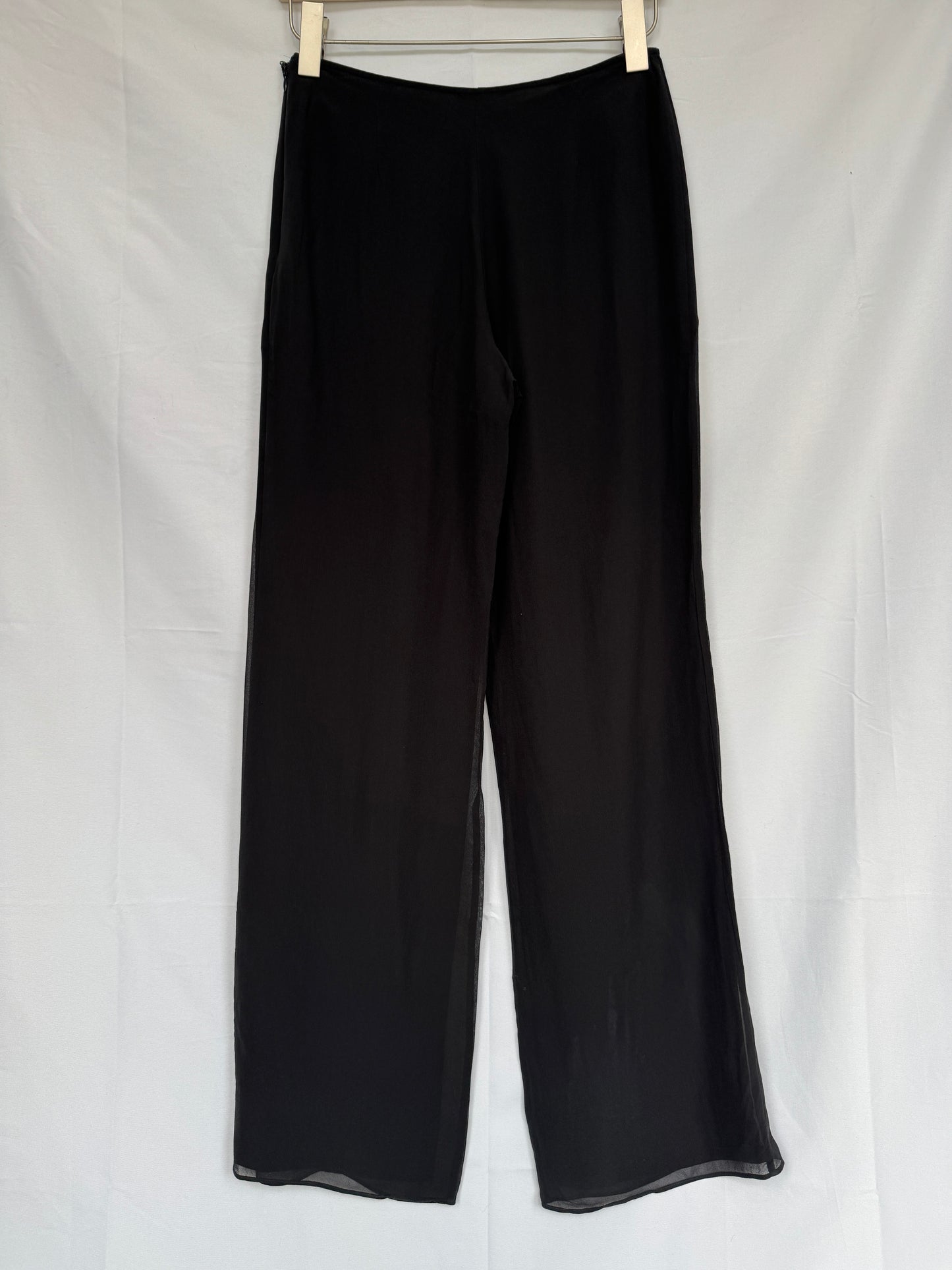 La Perla Sheer Overlay Wide-Leg Trousers — Made in Italy, IT 42