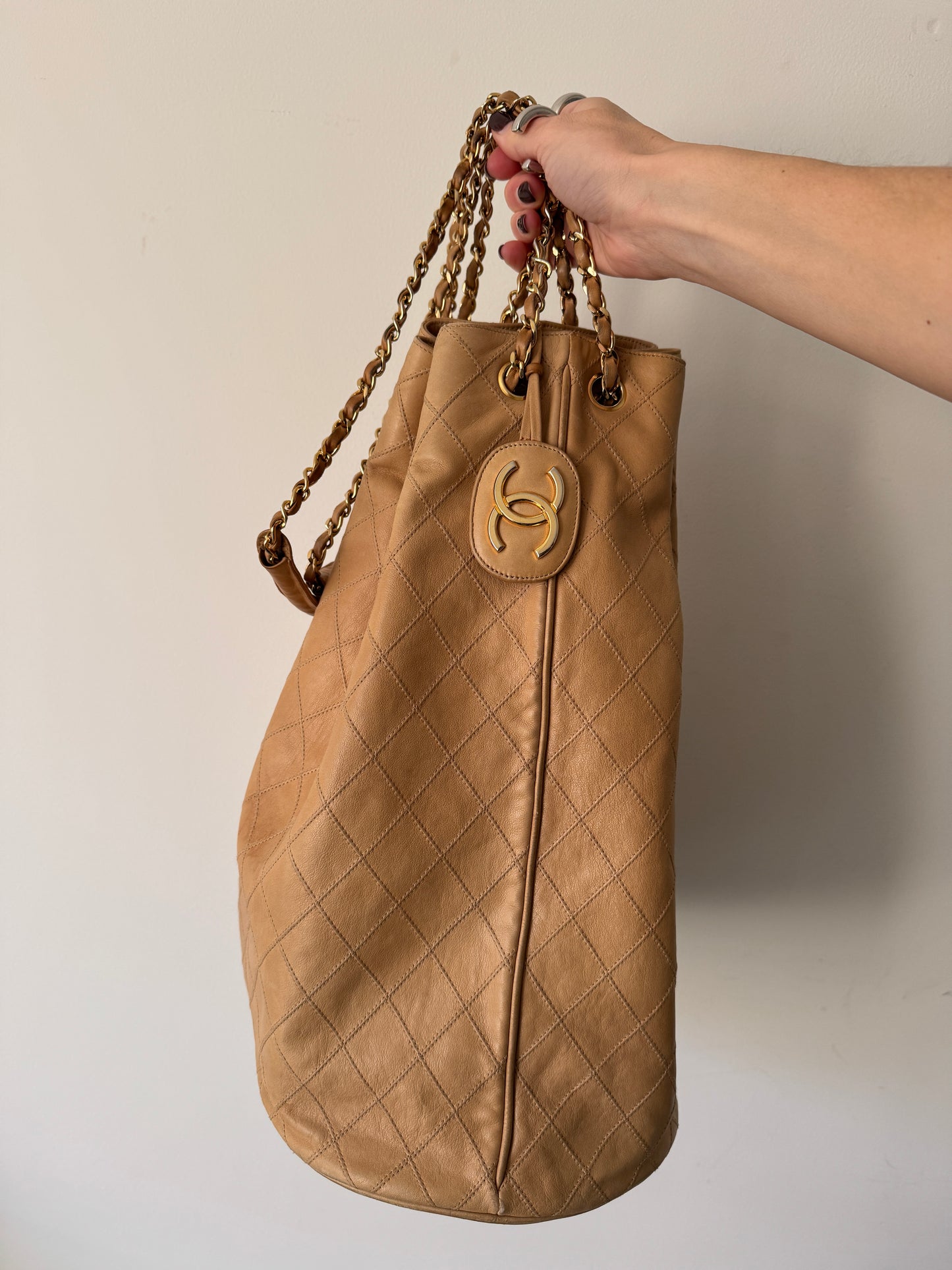 Chanel Quilted Coco Mark Chain Bucket Bag — Late 1980s