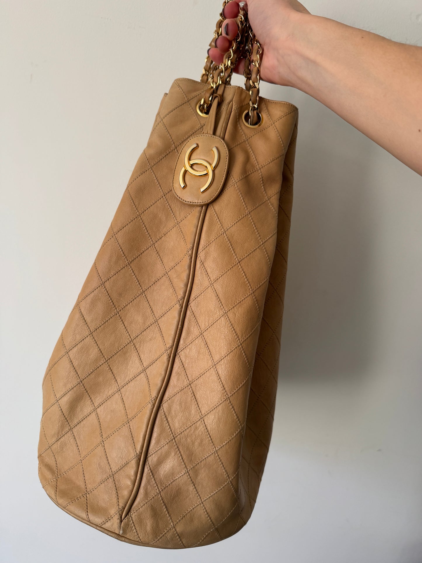 Chanel Quilted Coco Mark Chain Bucket Bag — Late 1980s