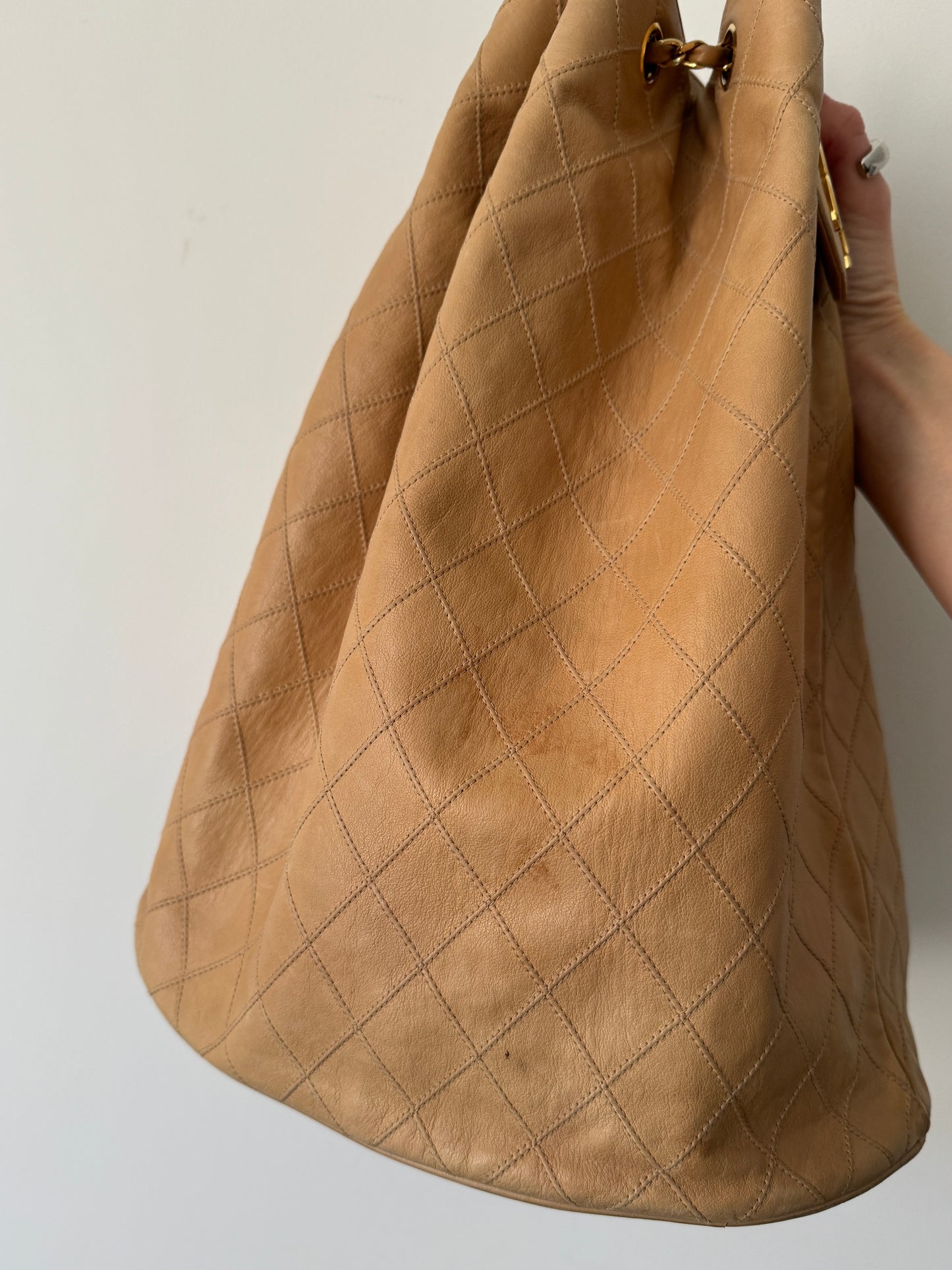 Chanel Quilted Coco Mark Chain Bucket Bag — Late 1980s