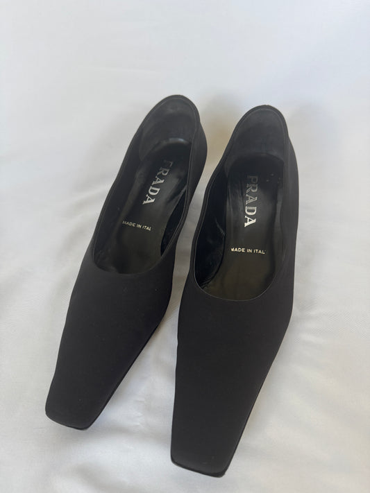 Prada Square-Toe Low Block heel