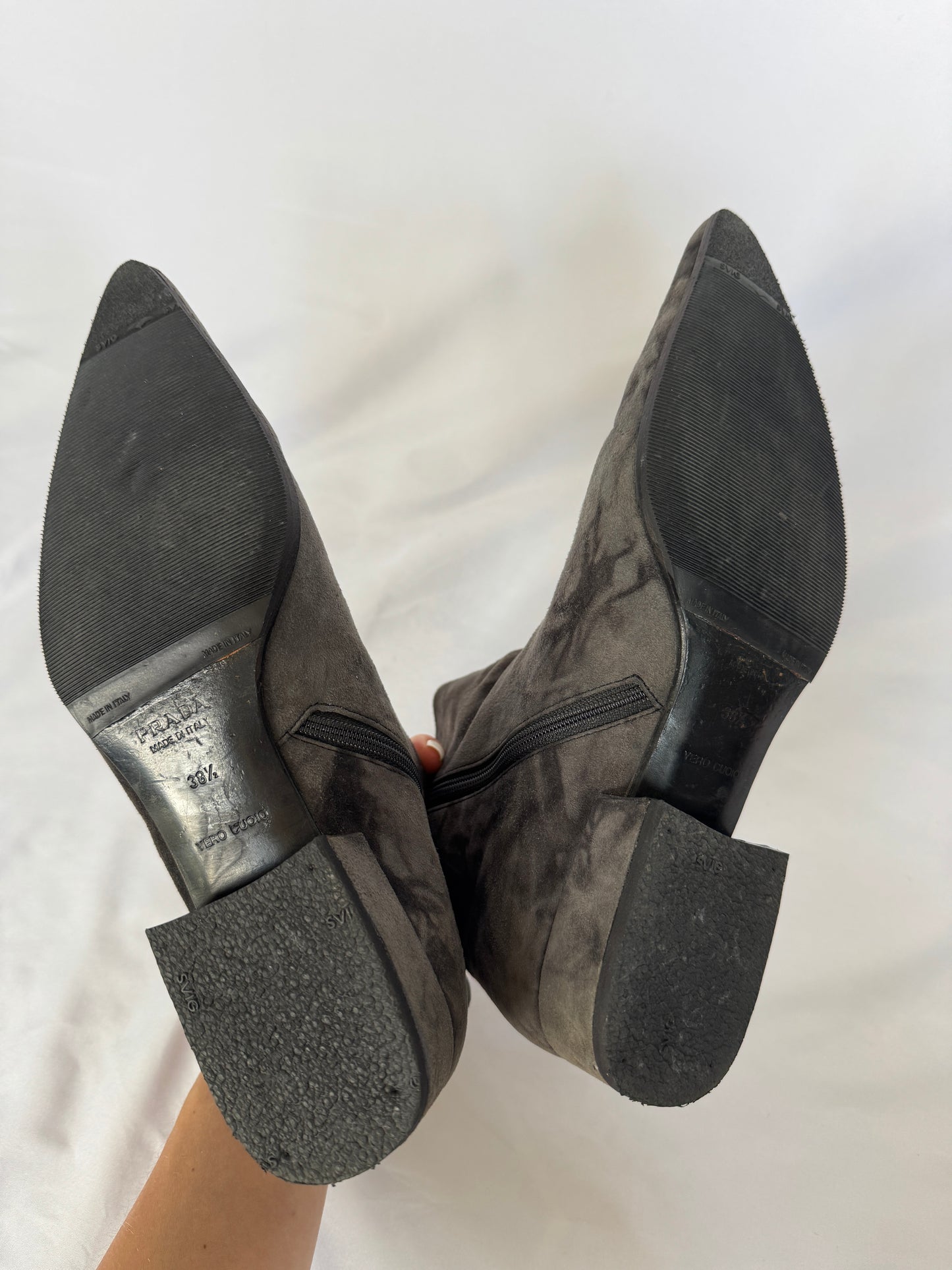 Prada Marbled Suede Ankle Boots