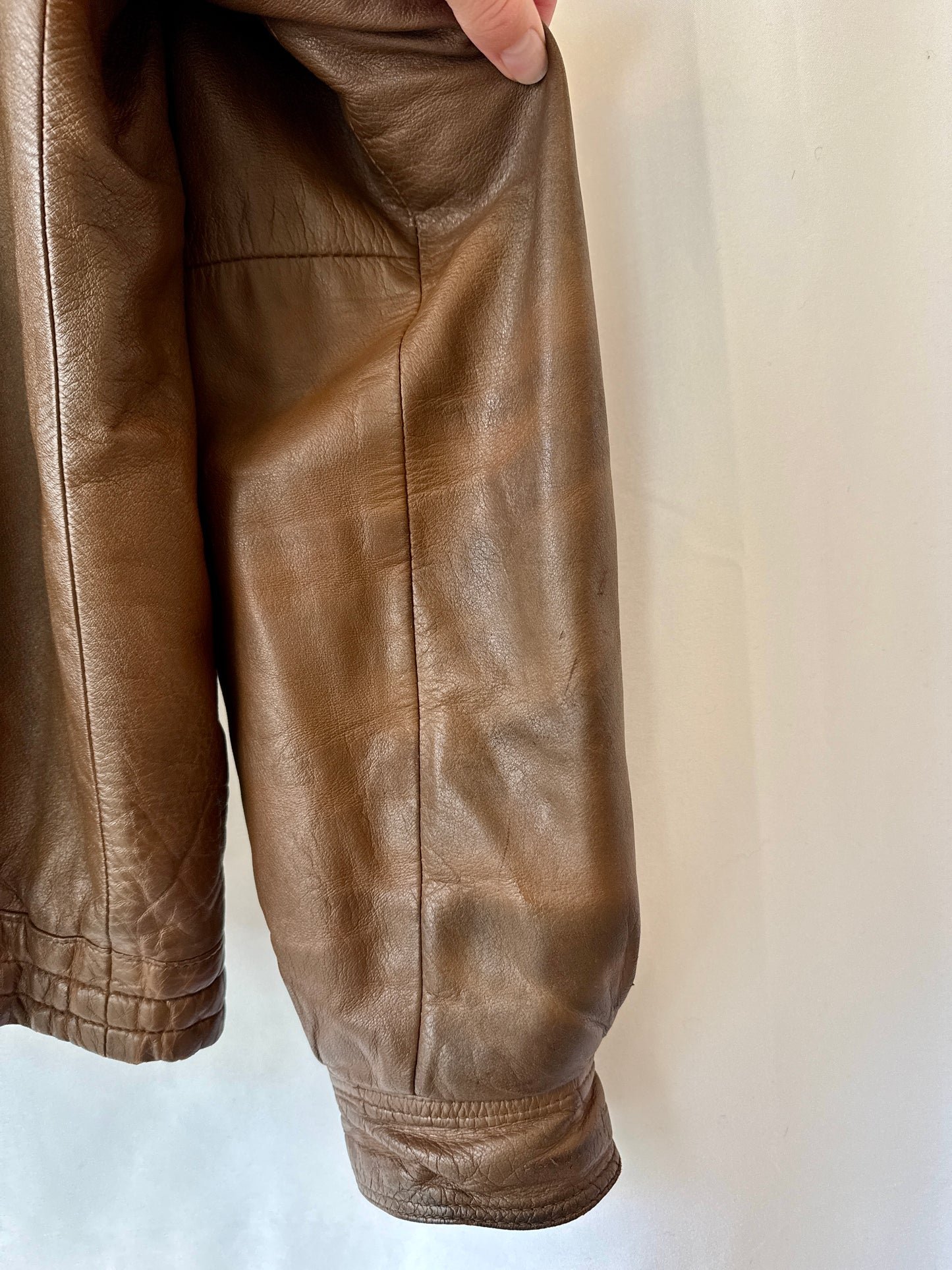 Loewe Brown Leather Jacket with Knit Lining — Late 1970s / Early 1980s