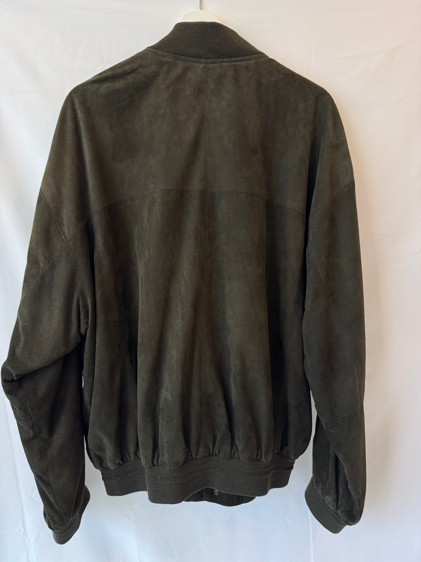 Burberry London Olive Goat-Suede Bomber with Nova Check Lining